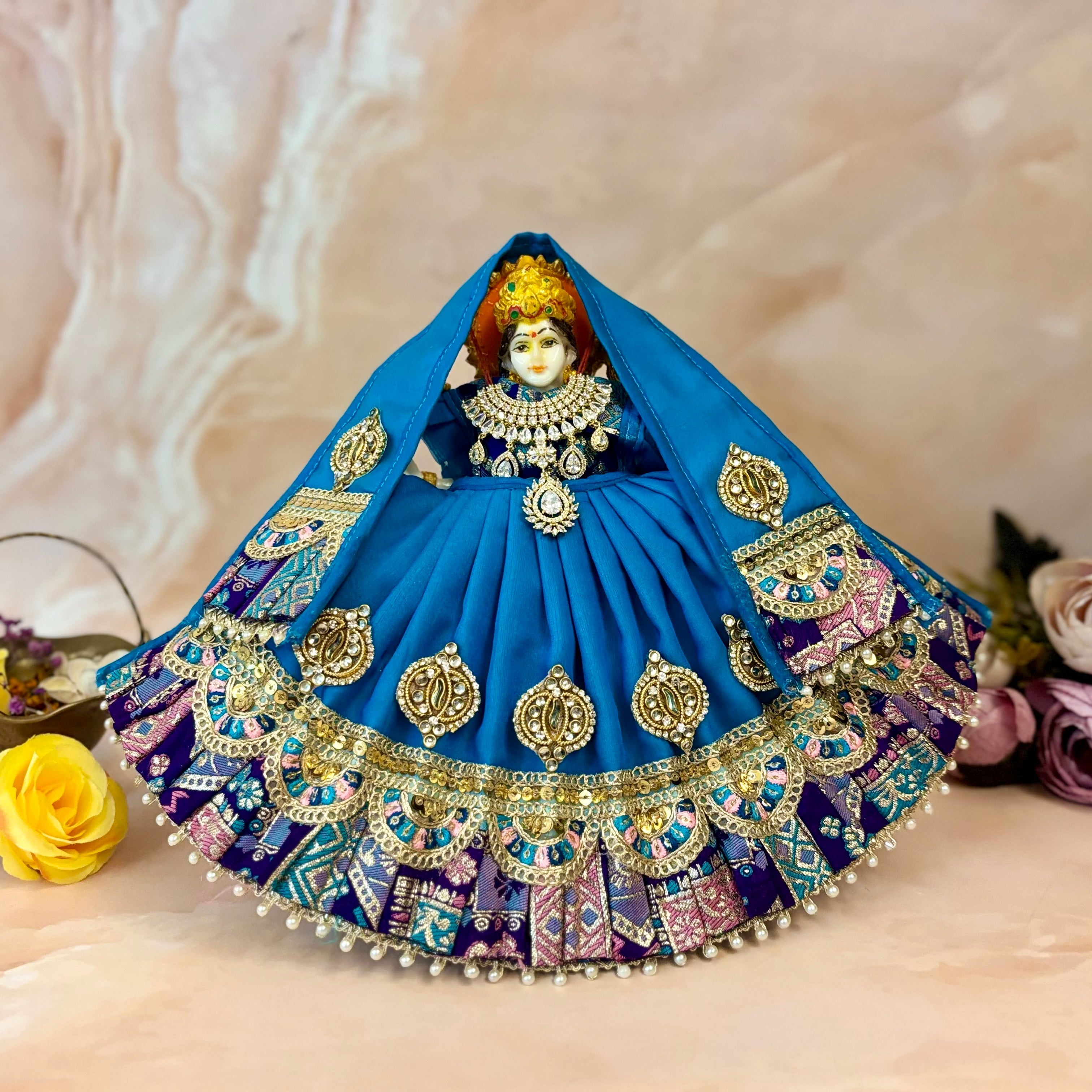 Handmade Maheshwari Mata Rani Dress - Designer Laddu Gopal Poshak for Janmashtami, Fancy Krishna Ji Dress, Bal Gopal Dress, and Kanha Ji Outfit