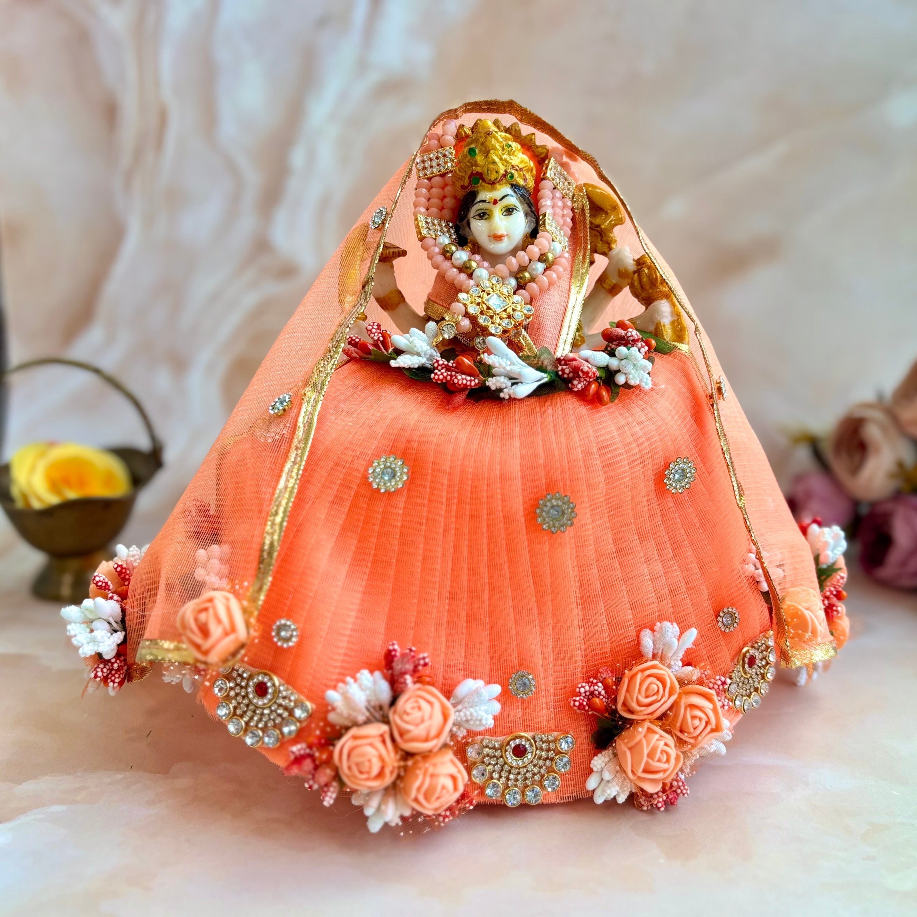 Handmade Lalita Shringar Mata Rani Dress - Designer Laddu Gopal Dress, Kanha Ji Poshak, Bal Gopal Dress for Janmashtami Festival