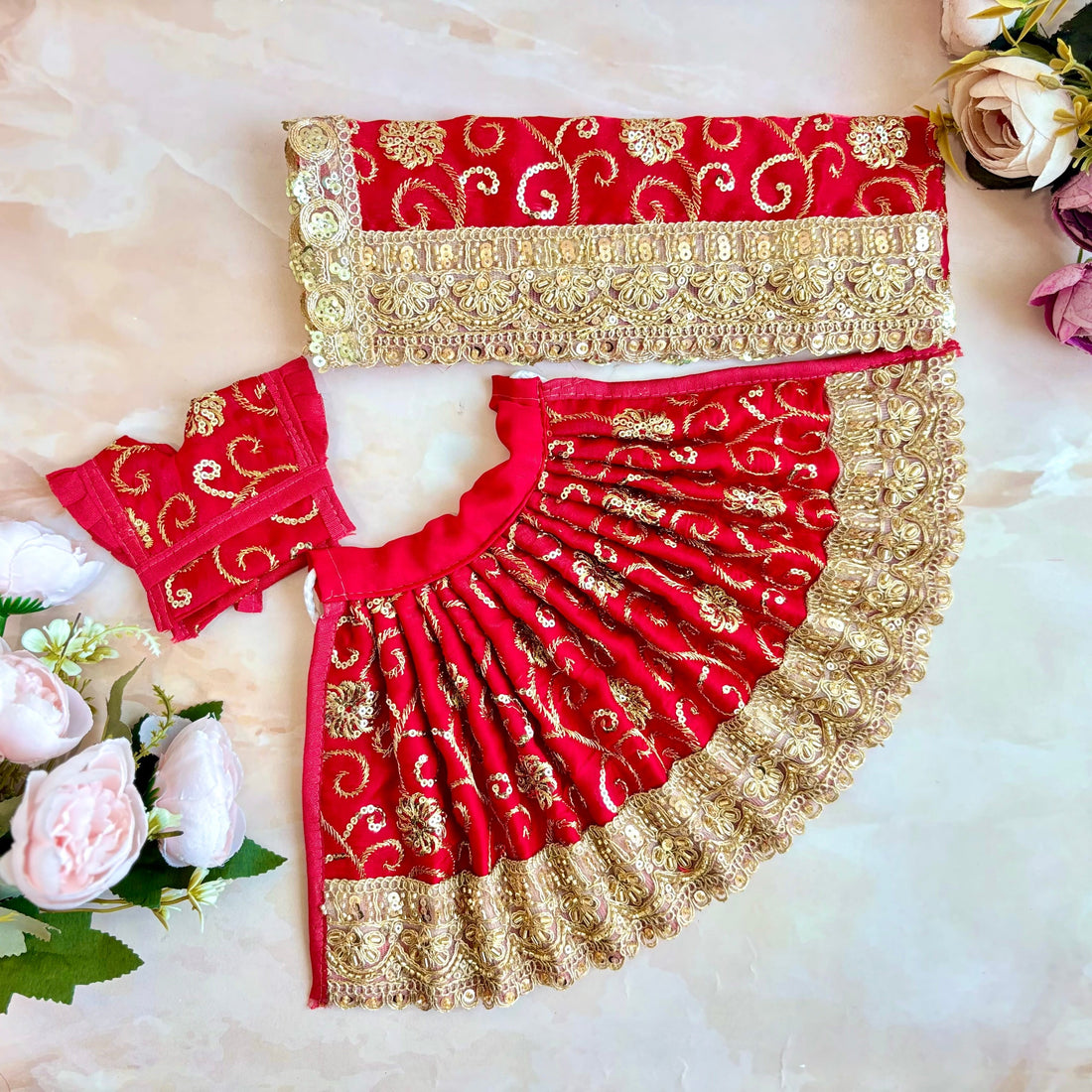 Handmade Rajeshwari Mata Rani Dress - Designer Laddu Gopal Dress, Kanha Ji Poshak, Bal Gopal Dress for Janmashtami Festival