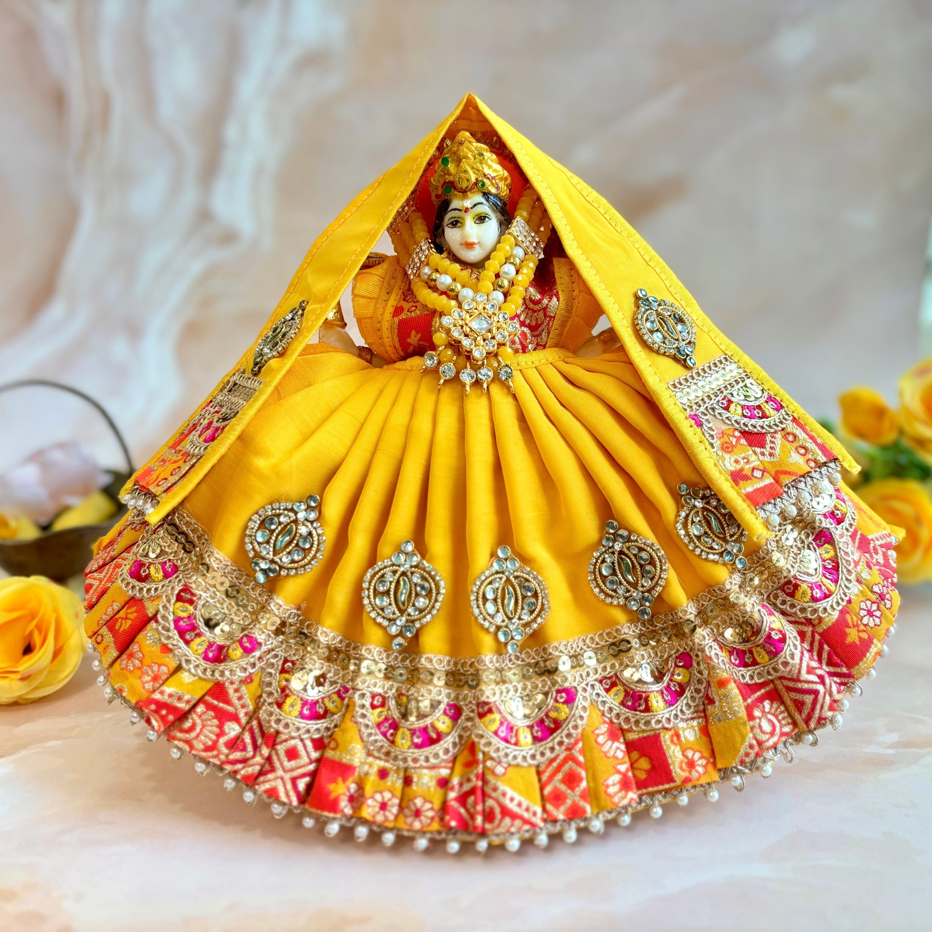 Handmade Kamini Mata Rani Dress - Designer Laddu Gopal Dress, Fancy Kanha Ji Poshak for Janmashtami, Bal Gopal & Krishna Ji Dress