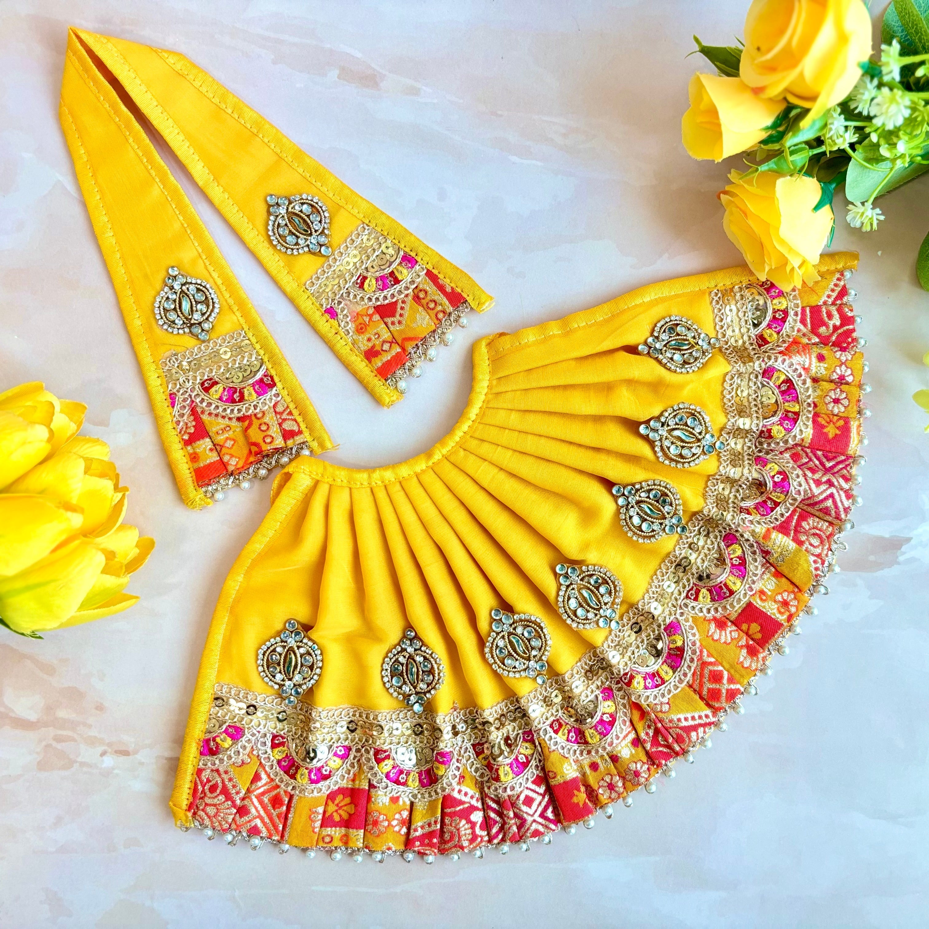 Handmade Kamini Mata Rani Dress - Designer Laddu Gopal Dress, Fancy Kanha Ji Poshak for Janmashtami, Bal Gopal & Krishna Ji Dress