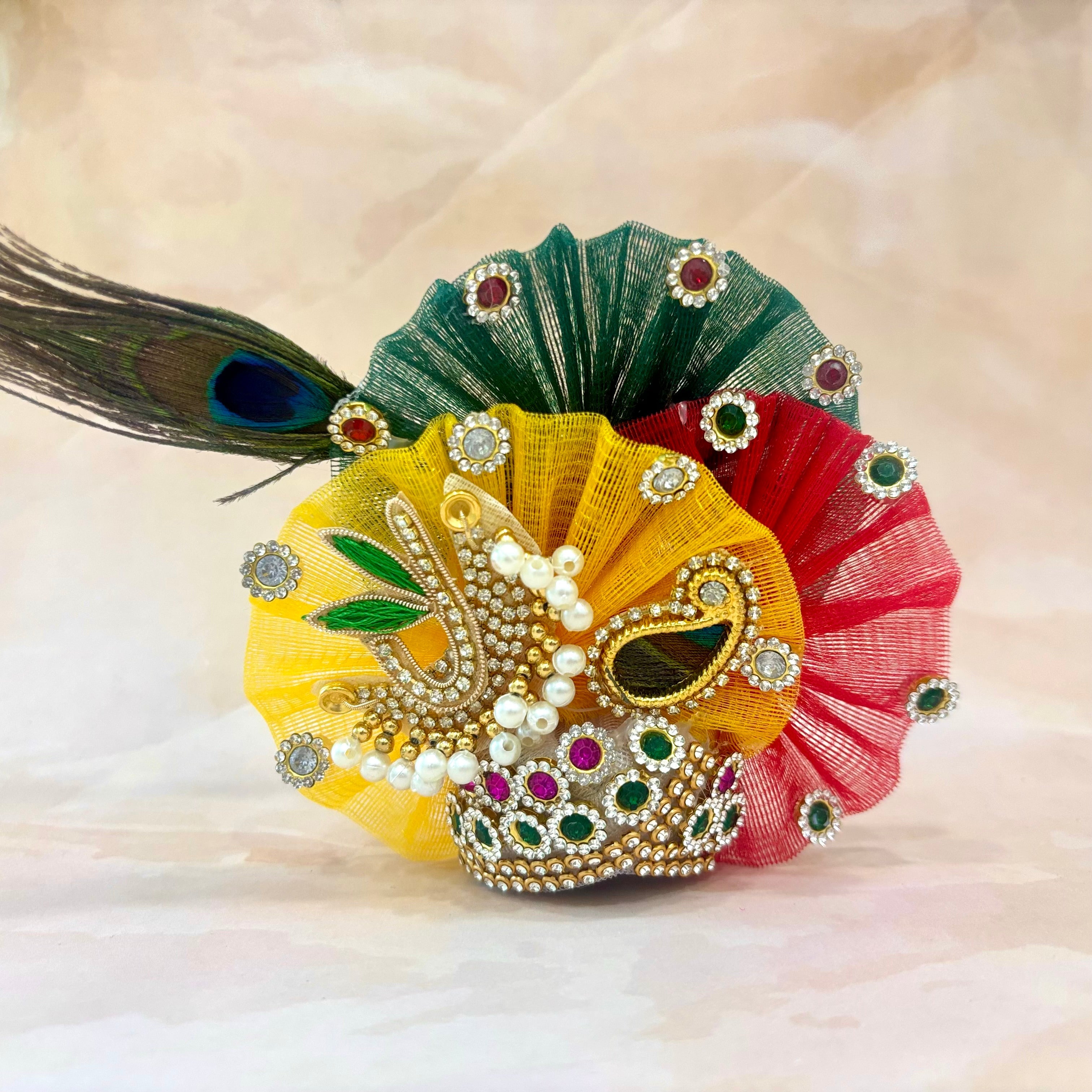 Handmade Mayurraas Radhe Krishna Dress - Designer Laddu Gopal Poshak, Fancy Kanha Ji Dress for Janmashtami, Bal Gopal & Krishna Ji Celebration