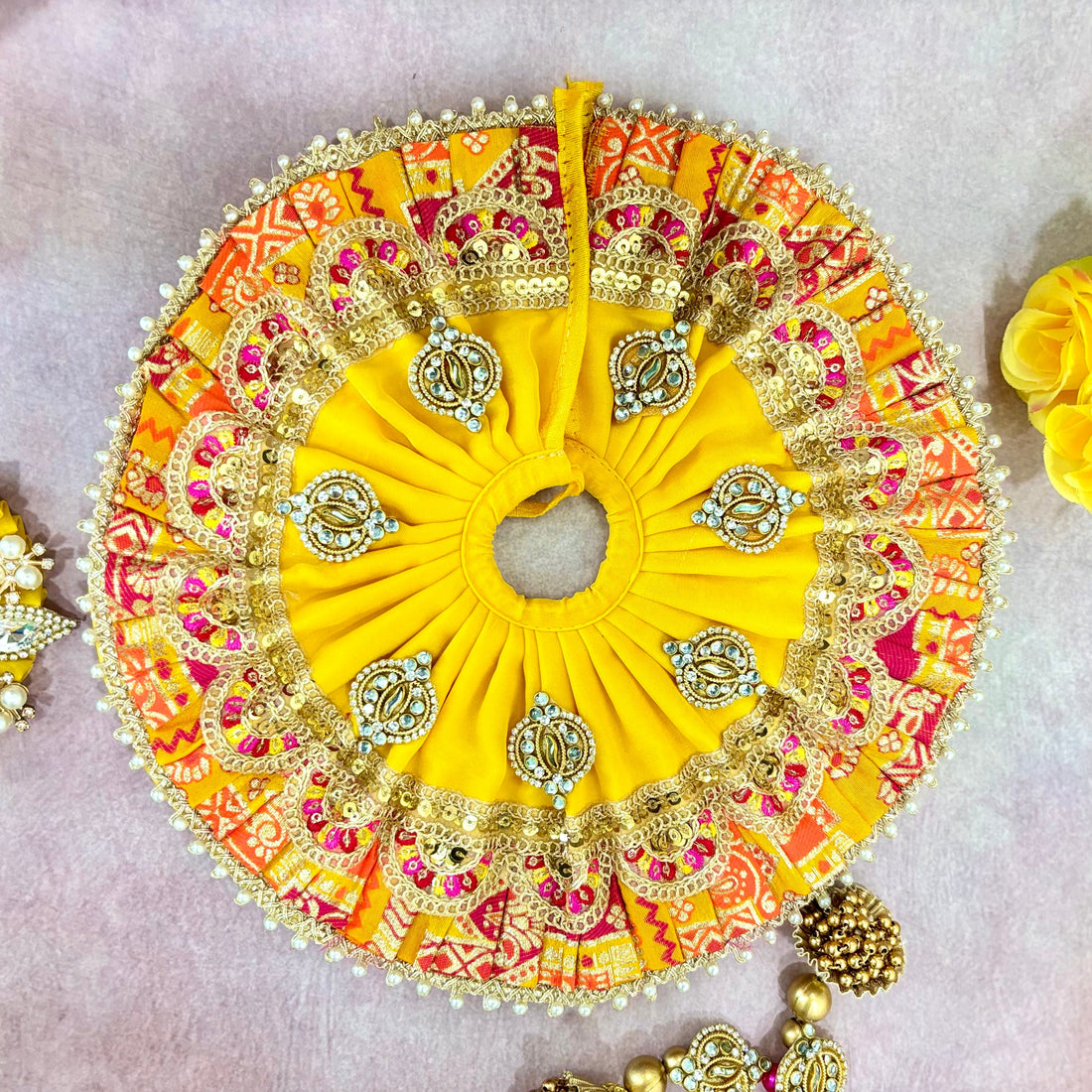 Handmade Keshari Laddu Gopal Dress - Designer Kanha Ji Poshak, Fancy Bal Gopal Dress for Janmashtami Celebrations, Krishna Ji Dress