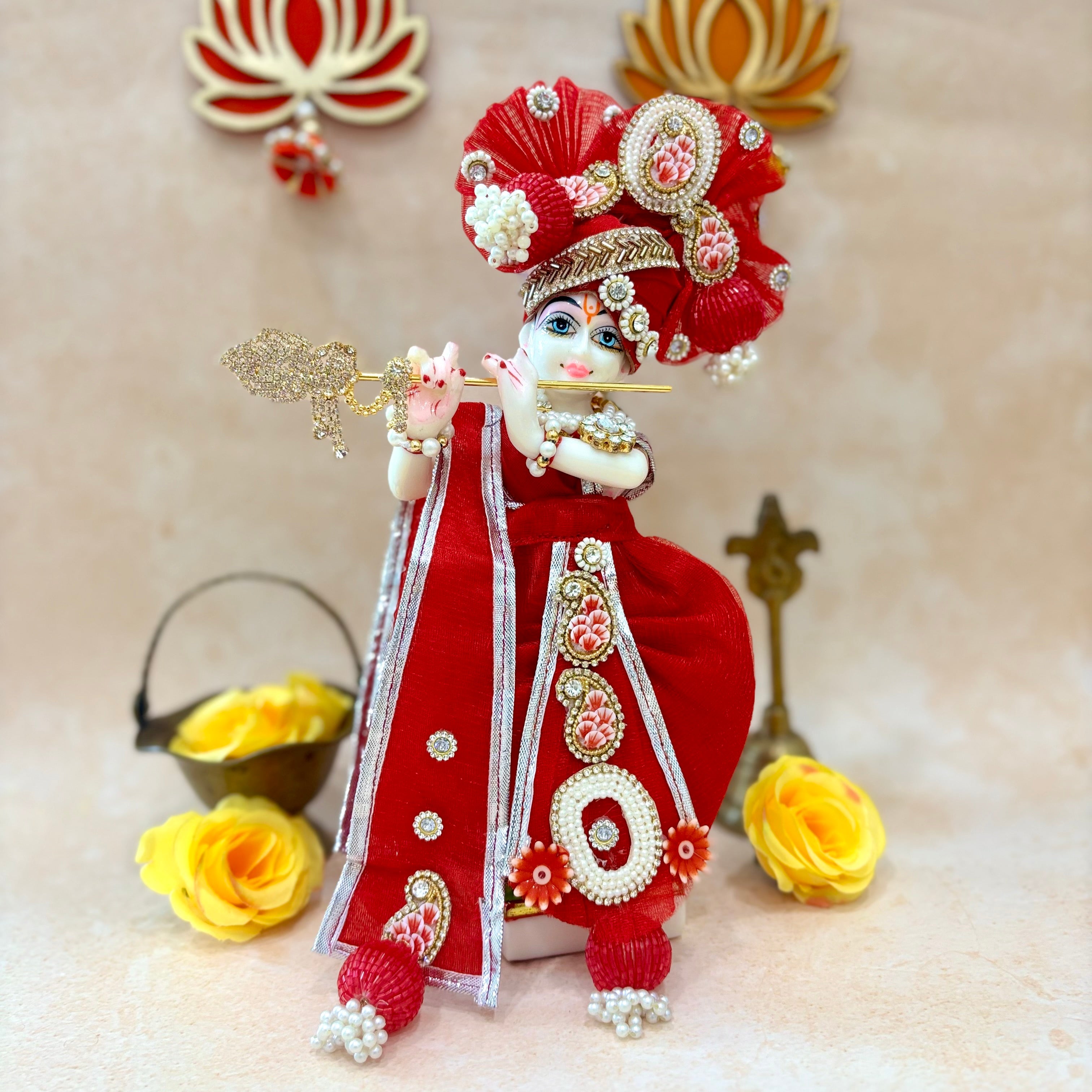 Handmade Vrindshyam Dhoti Set - Designer Laddu Gopal Dress for Janmashtami | Fancy Kanha Ji Poshak & Bal Gopal Dress | Krishna Ji Dress Collection