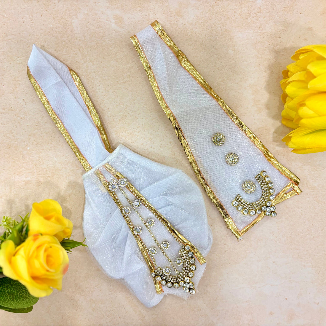 Handmade Chandrashyam Dhoti Set - Designer Laddu Gopal Dress, Kanha Ji Poshak, Bal Gopal Dress for Janmashtami Festival