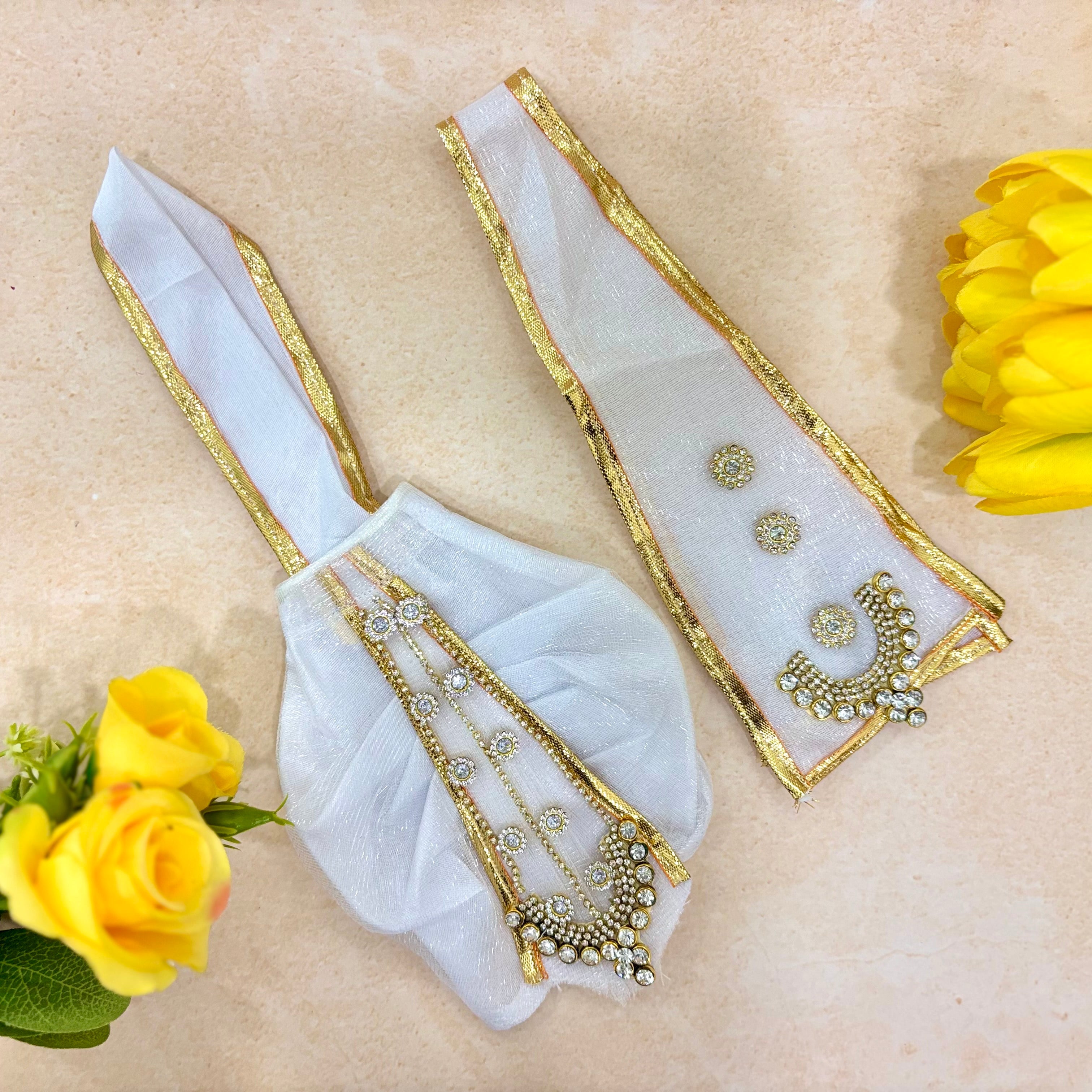Handmade Chandrashyam Dhoti Set - Designer Laddu Gopal Dress, Kanha Ji Poshak, Bal Gopal Dress for Janmashtami Festival
