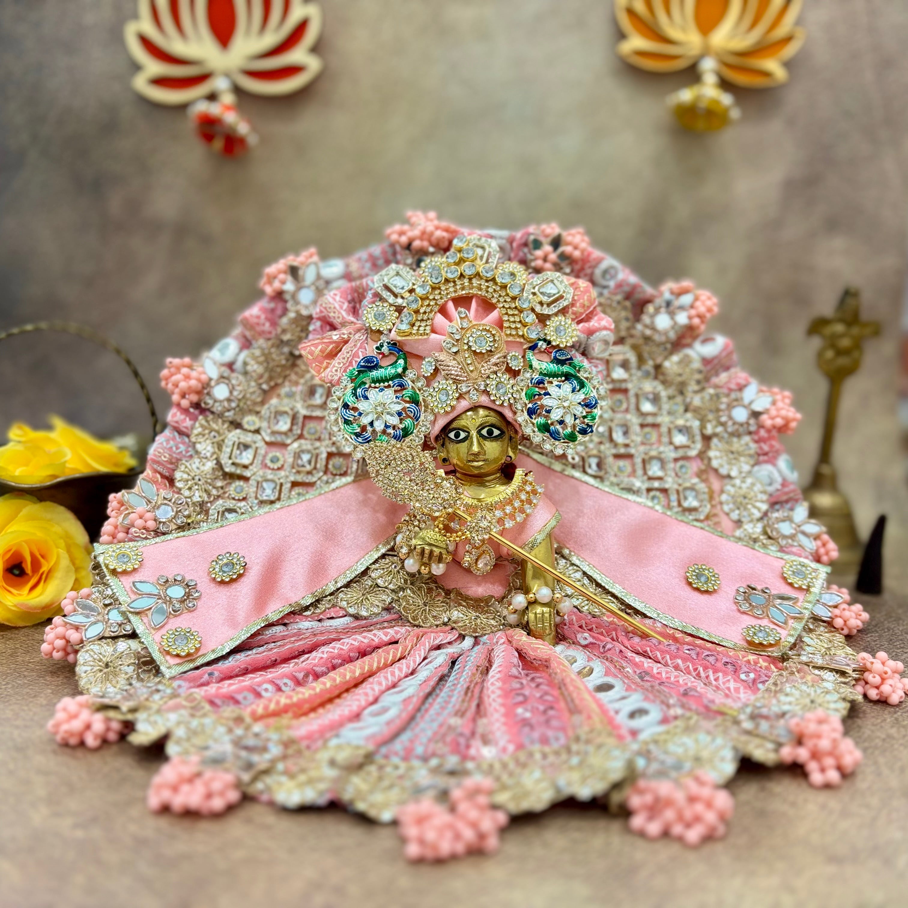 Handmade Divyarajsi Laddu Gopal Dress - Designer Kanha Ji Poshak, Fancy Bal Gopal Dress for Janmashtami Celebration
