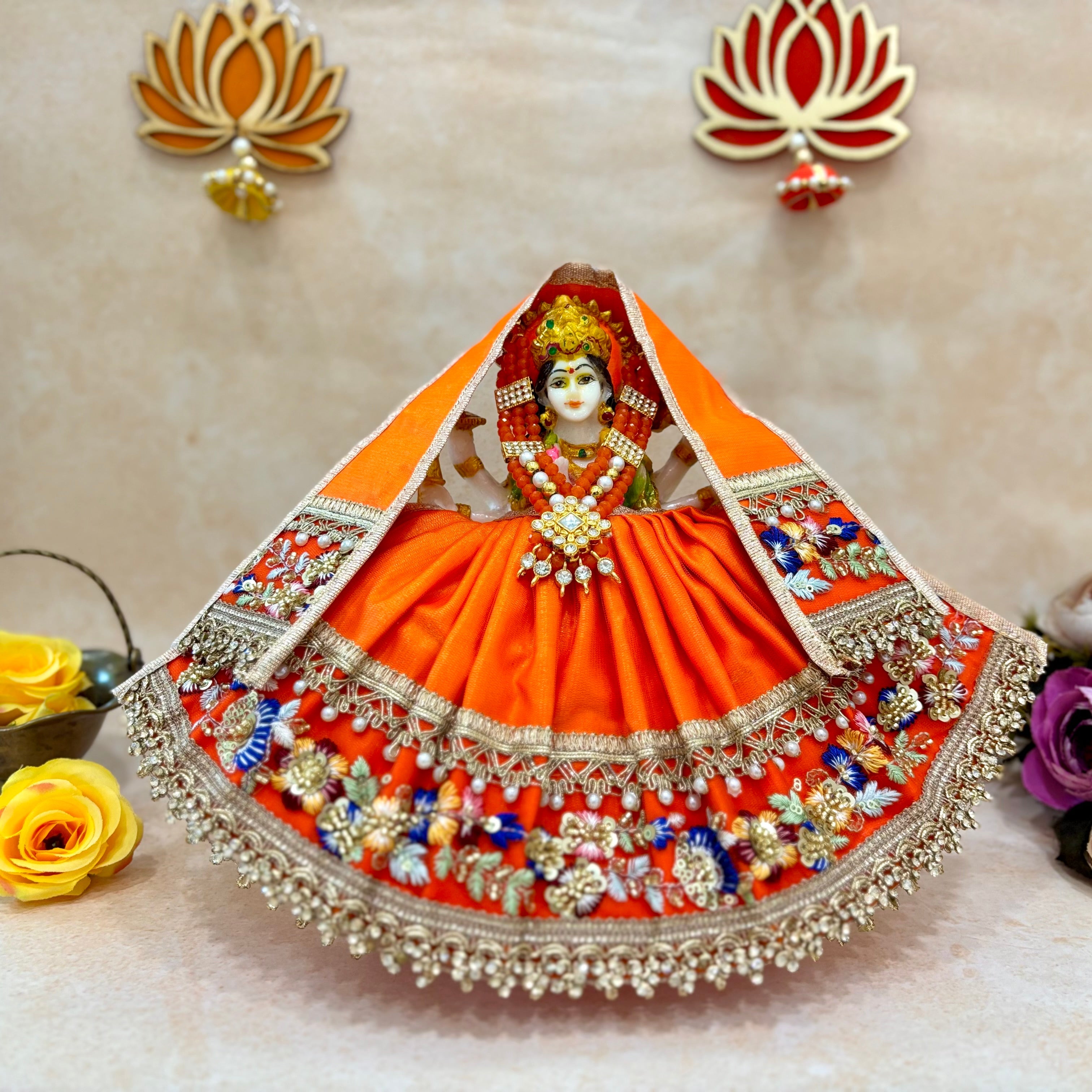 Handmade Adya Shringar Mata Rani Dress - Designer Laddu Gopal Dress, Fancy Kanha Ji Poshak for Janmashtami, Bal Gopal & Krishna Ji Dress
