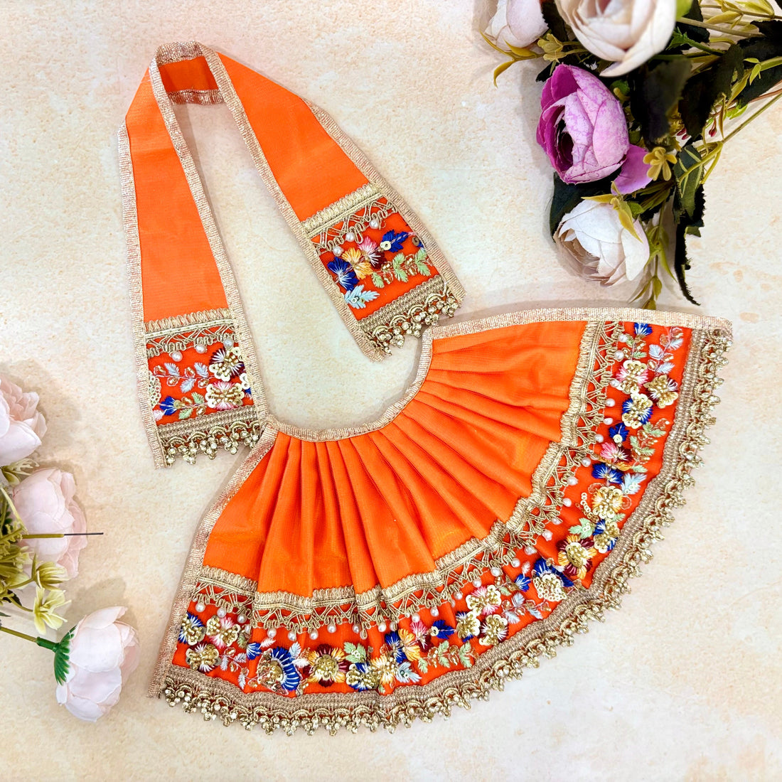 Handmade Adya Shringar Mata Rani Dress - Designer Laddu Gopal Dress, Fancy Kanha Ji Poshak for Janmashtami, Bal Gopal & Krishna Ji Dress