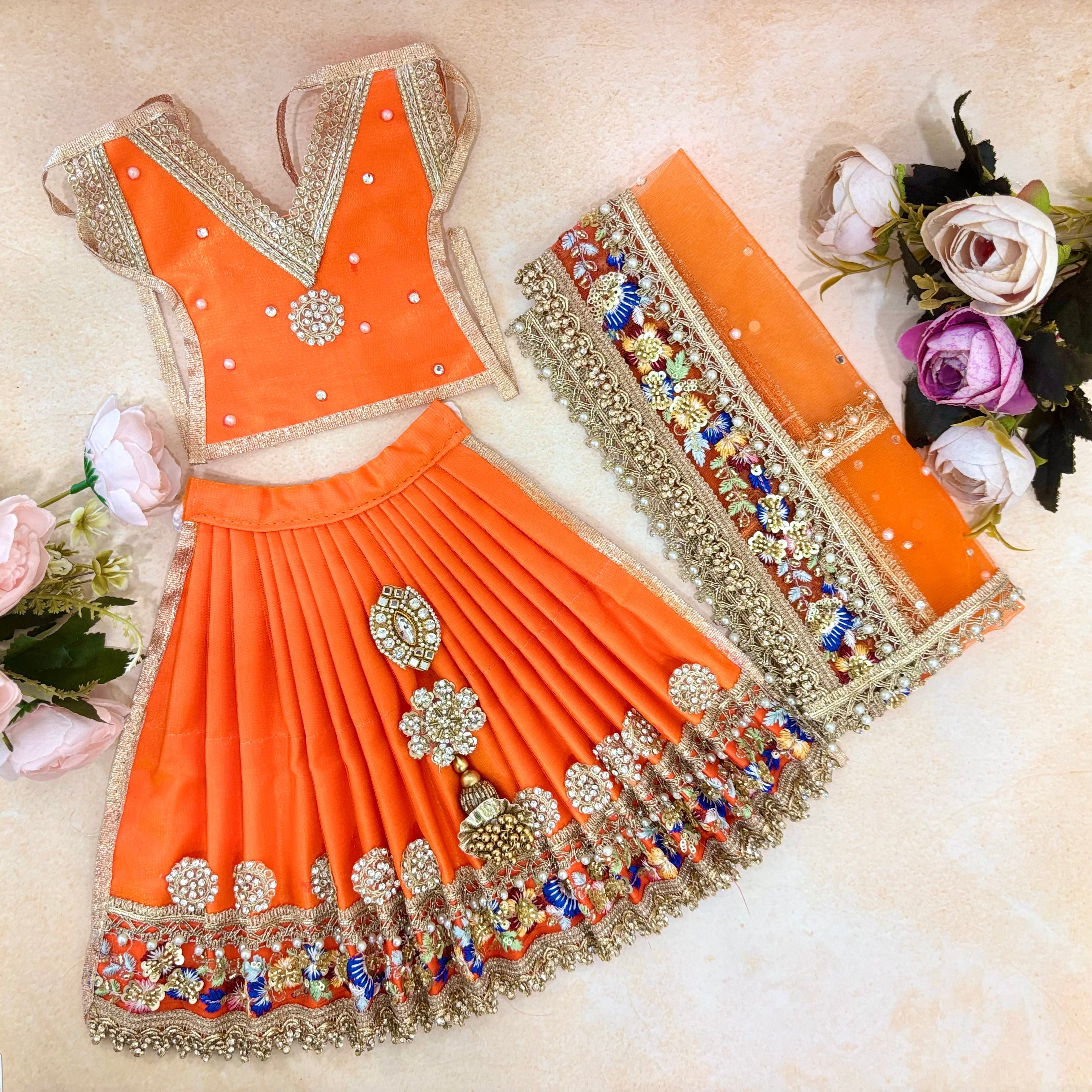 Handmade Divya Aabha Mata Rani Dress - Designer Laddu Gopal Poshak for Janmashtami, Fancy Krishna Ji Dress, Bal Gopal Dress