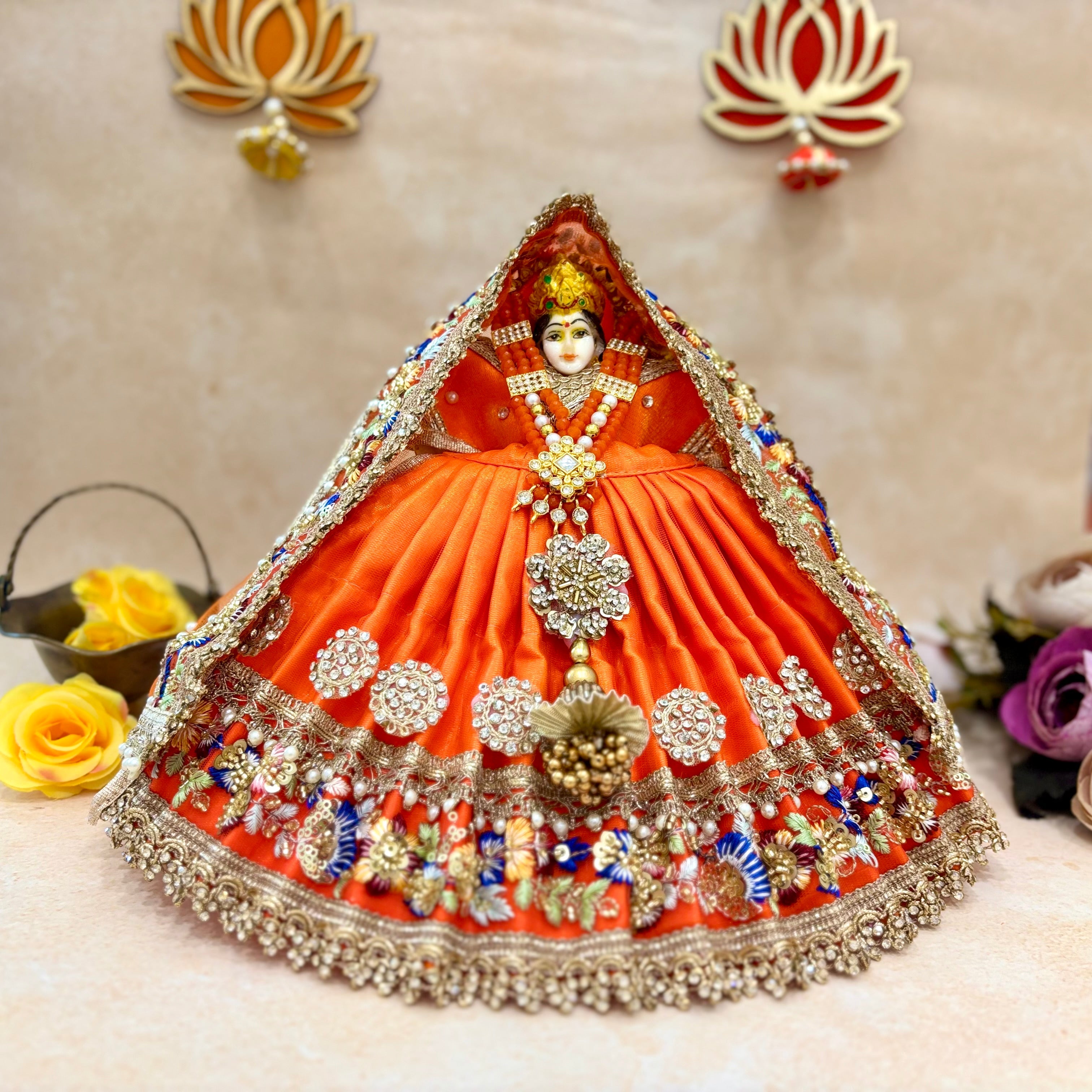 Handmade Divya Aabha Mata Rani Dress - Designer Laddu Gopal Poshak for Janmashtami, Fancy Krishna Ji Dress, Bal Gopal Dress