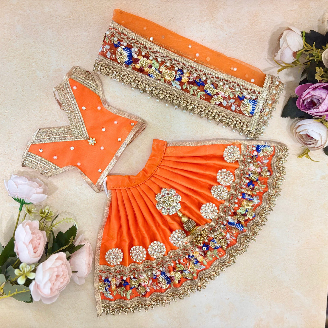 Handmade Divya Aabha Mata Rani Dress - Designer Laddu Gopal Poshak for Janmashtami, Fancy Krishna Ji Dress, Bal Gopal Dress