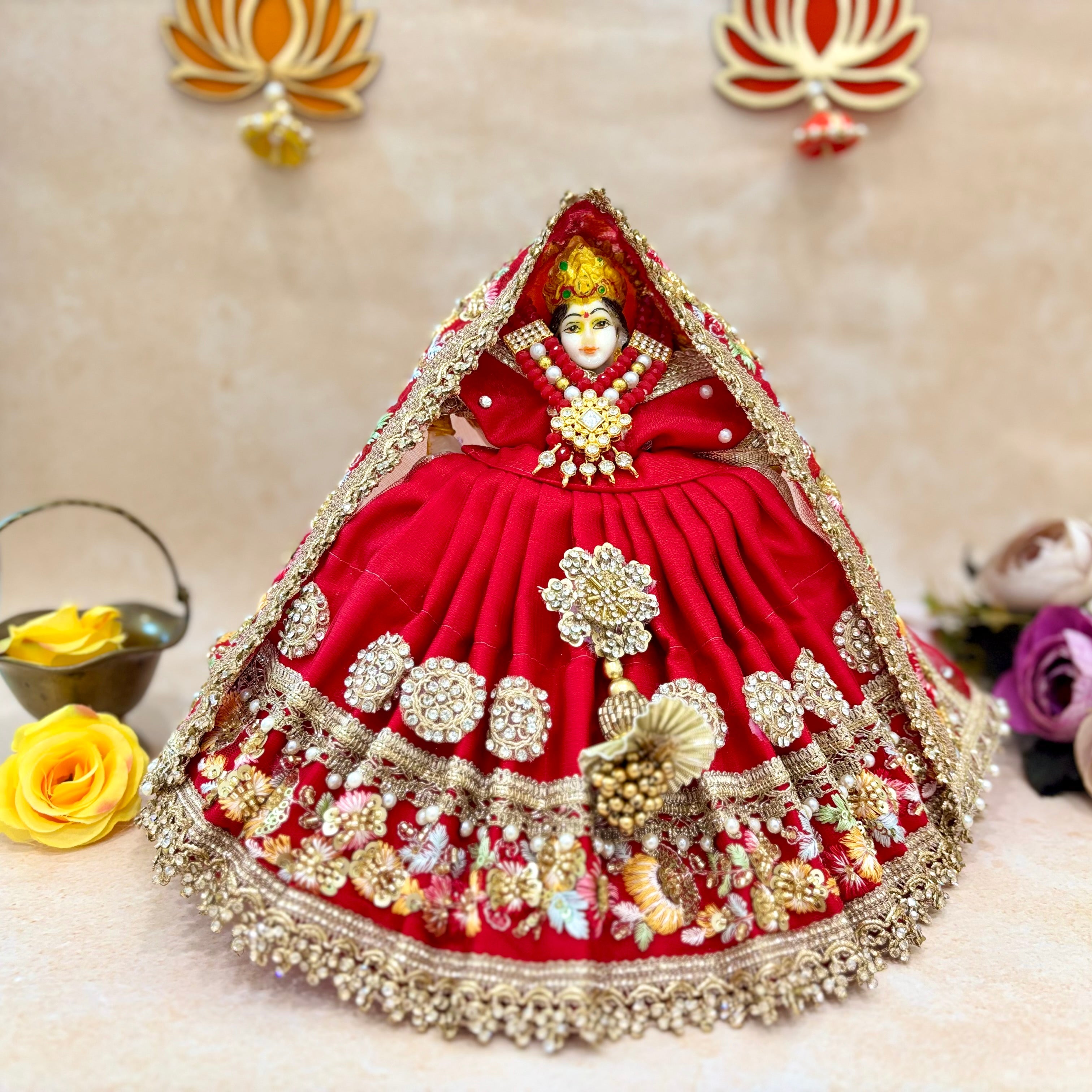 Handmade Adishakti Shringar Mata Rani Dress - Designer Laddu Gopal Dress, Kanha Ji Poshak, Bal Gopal & Krishna Ji Dress for Janmashtami Festival