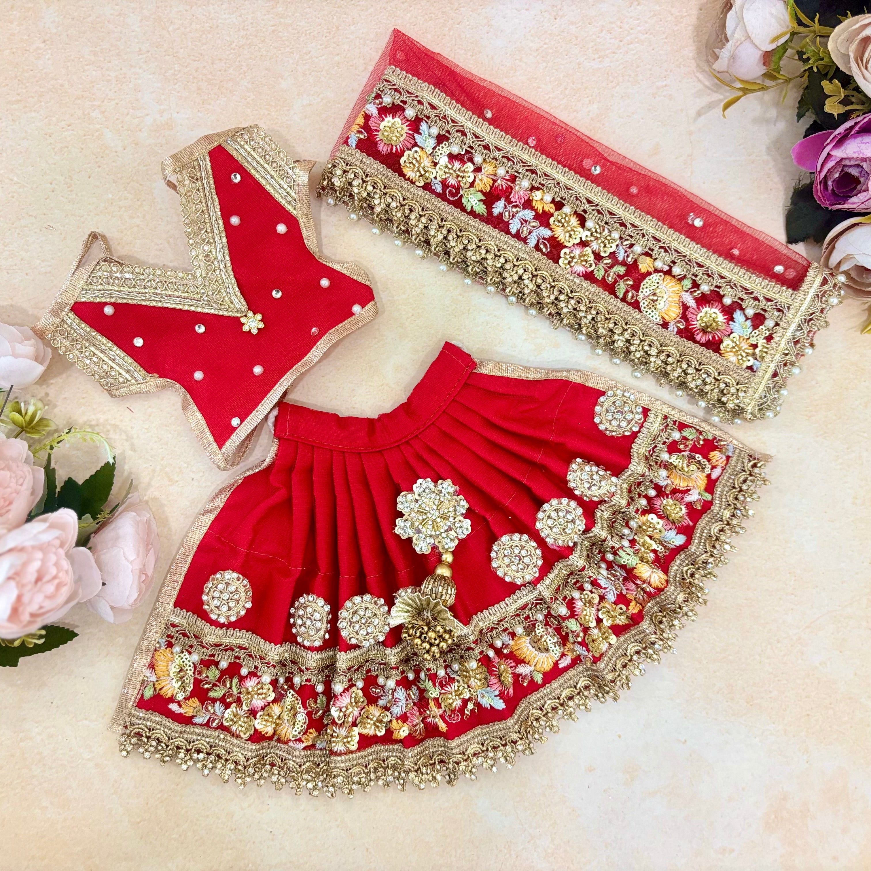 Handmade Adishakti Shringar Mata Rani Dress - Designer Laddu Gopal Dress, Kanha Ji Poshak, Bal Gopal & Krishna Ji Dress for Janmashtami Festival