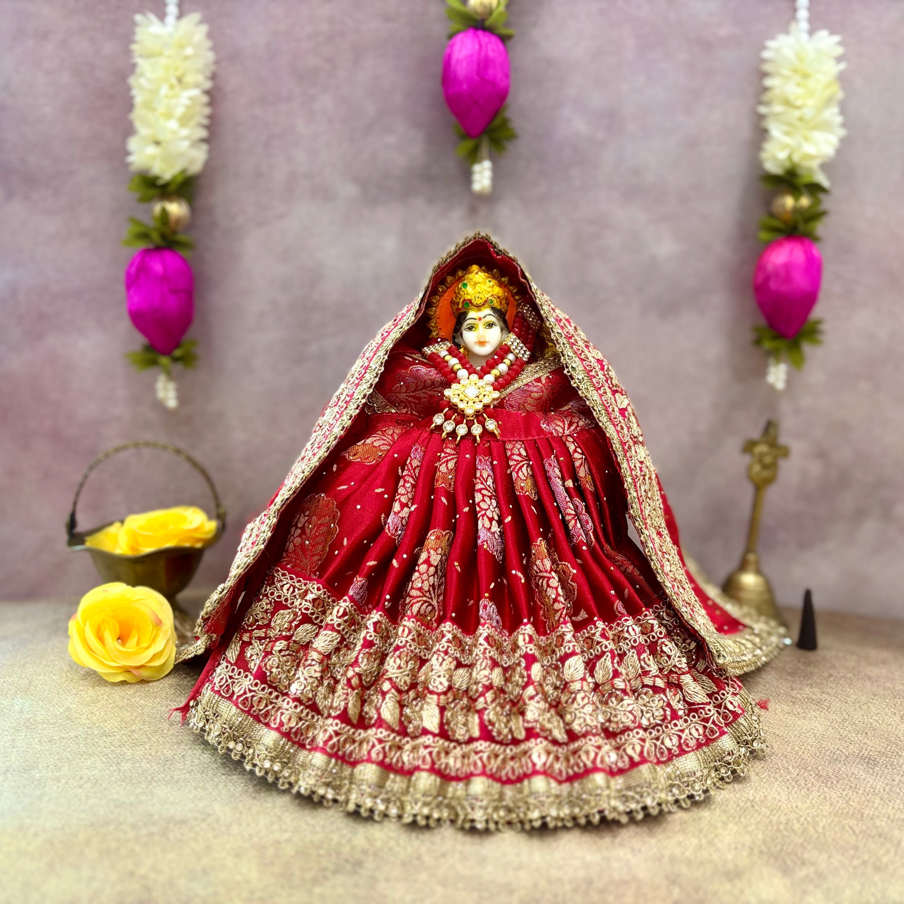 Handmade Vaibhav Shringar Designer Mata Rani Dress for Laddu Gopal, Kanha Ji Poshak, Bal Gopal & Krishna Ji - Perfect for Janmashtami Festival