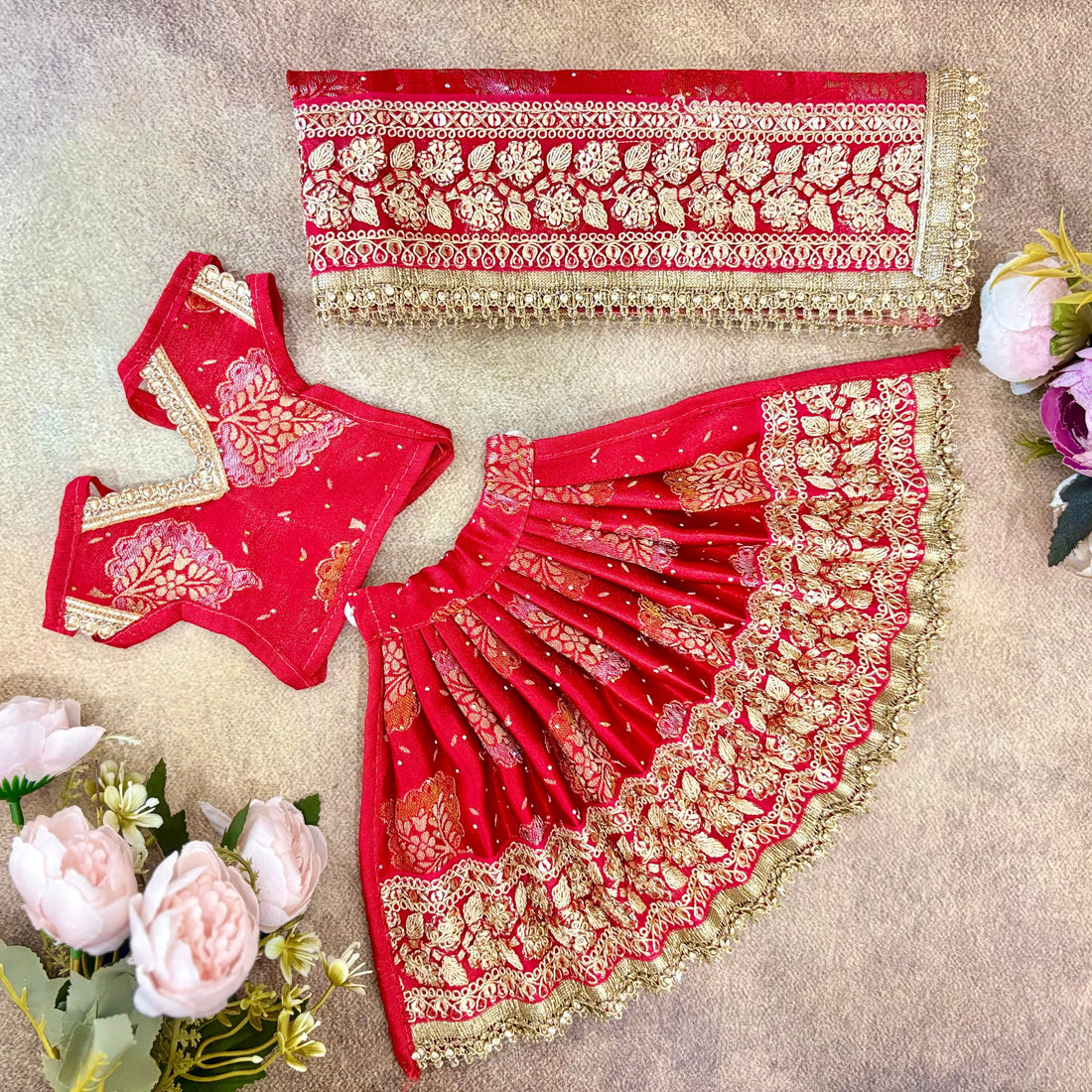 Handmade Vaibhav Shringar Designer Mata Rani Dress for Laddu Gopal, Kanha Ji Poshak, Bal Gopal & Krishna Ji - Perfect for Janmashtami Festival