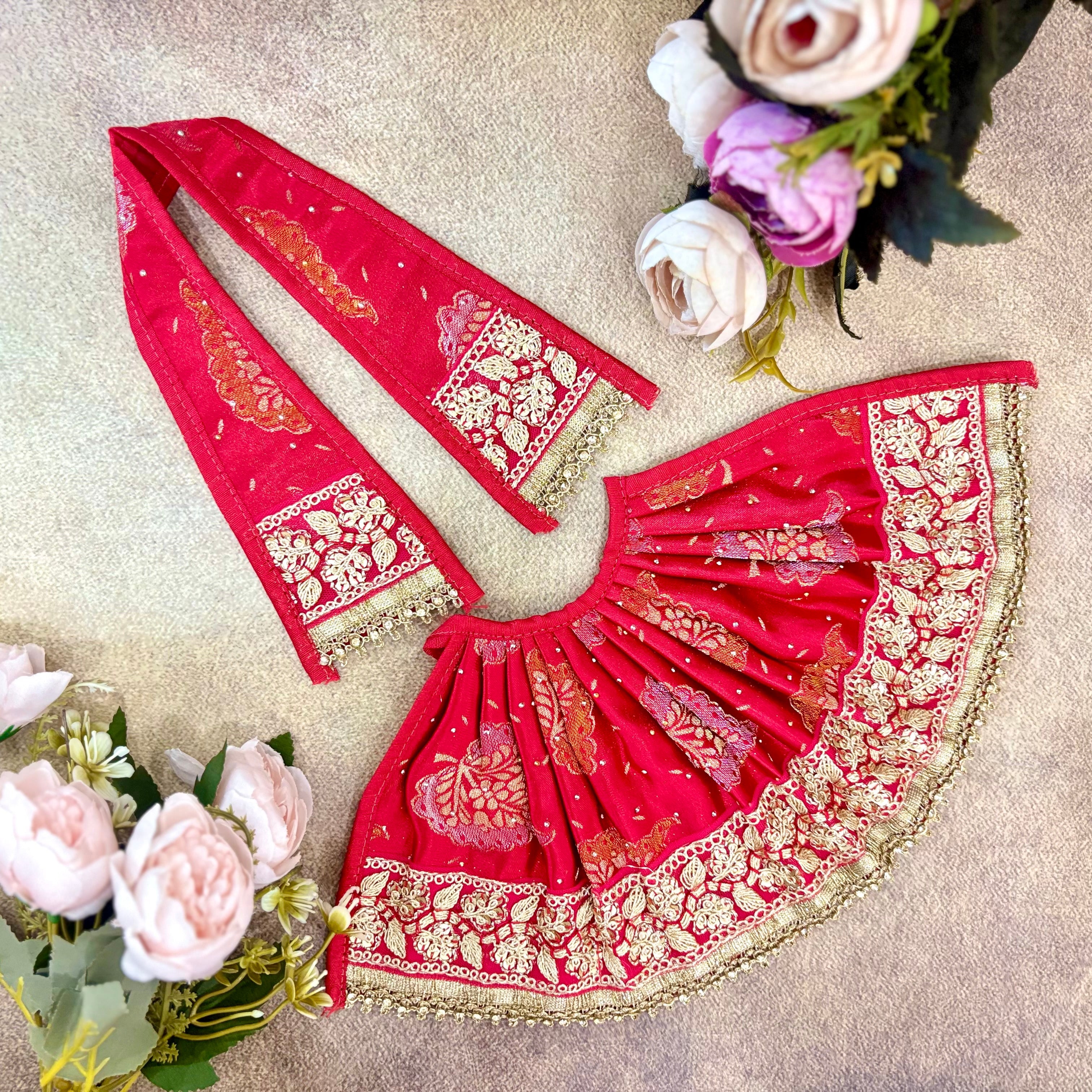 Handmade Rajeshwari Mata Rani Dress - Designer Laddu Gopal Dress, Fancy Kanha Ji Poshak for Janmashtami, Bal Gopal & Krishna Ji Dress