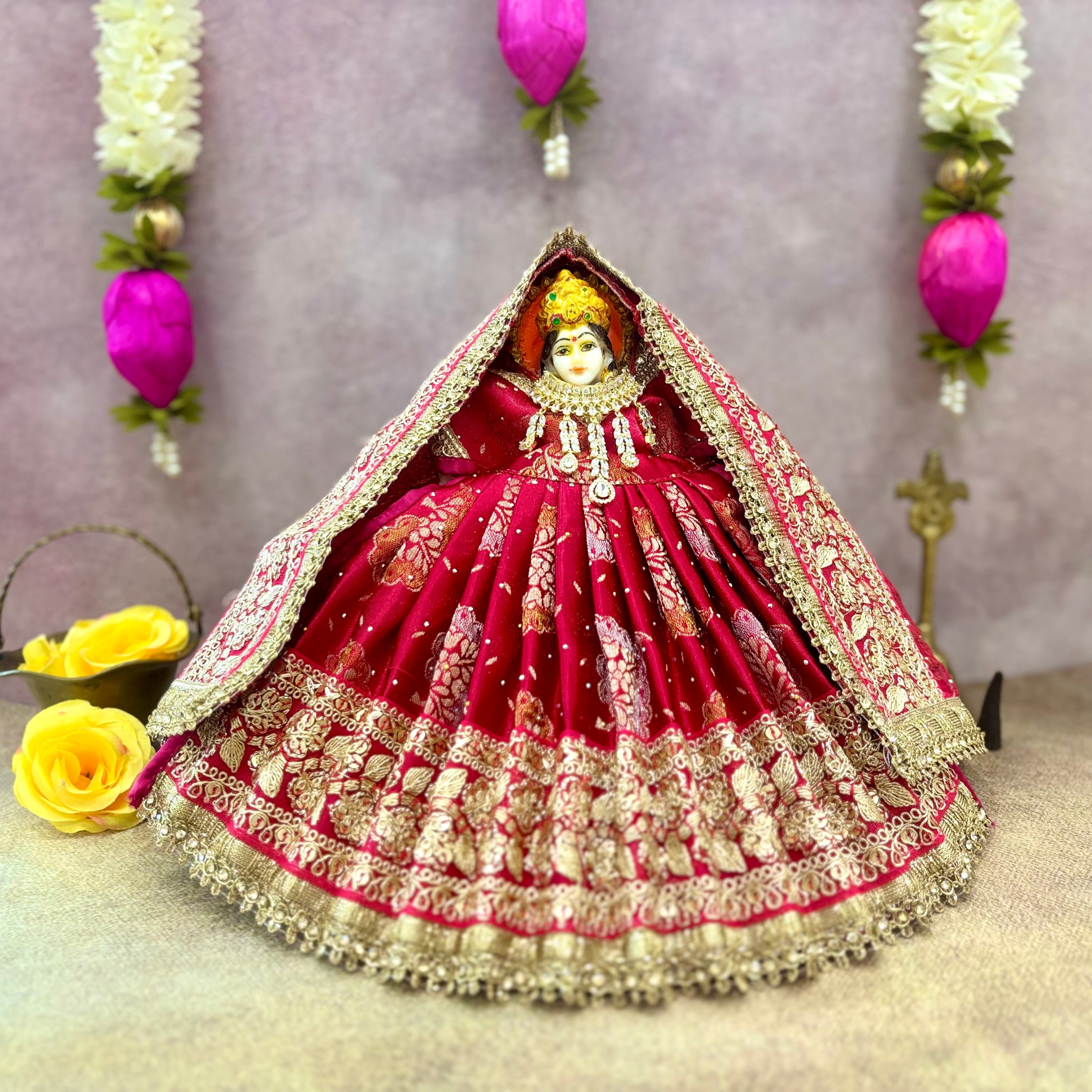 Handmade Shakti Prabha Mata Rani Dress - Designer Laddu Gopal Dress, Kanha Ji Poshak, Bal Gopal Dress for Janmashtami Festival
