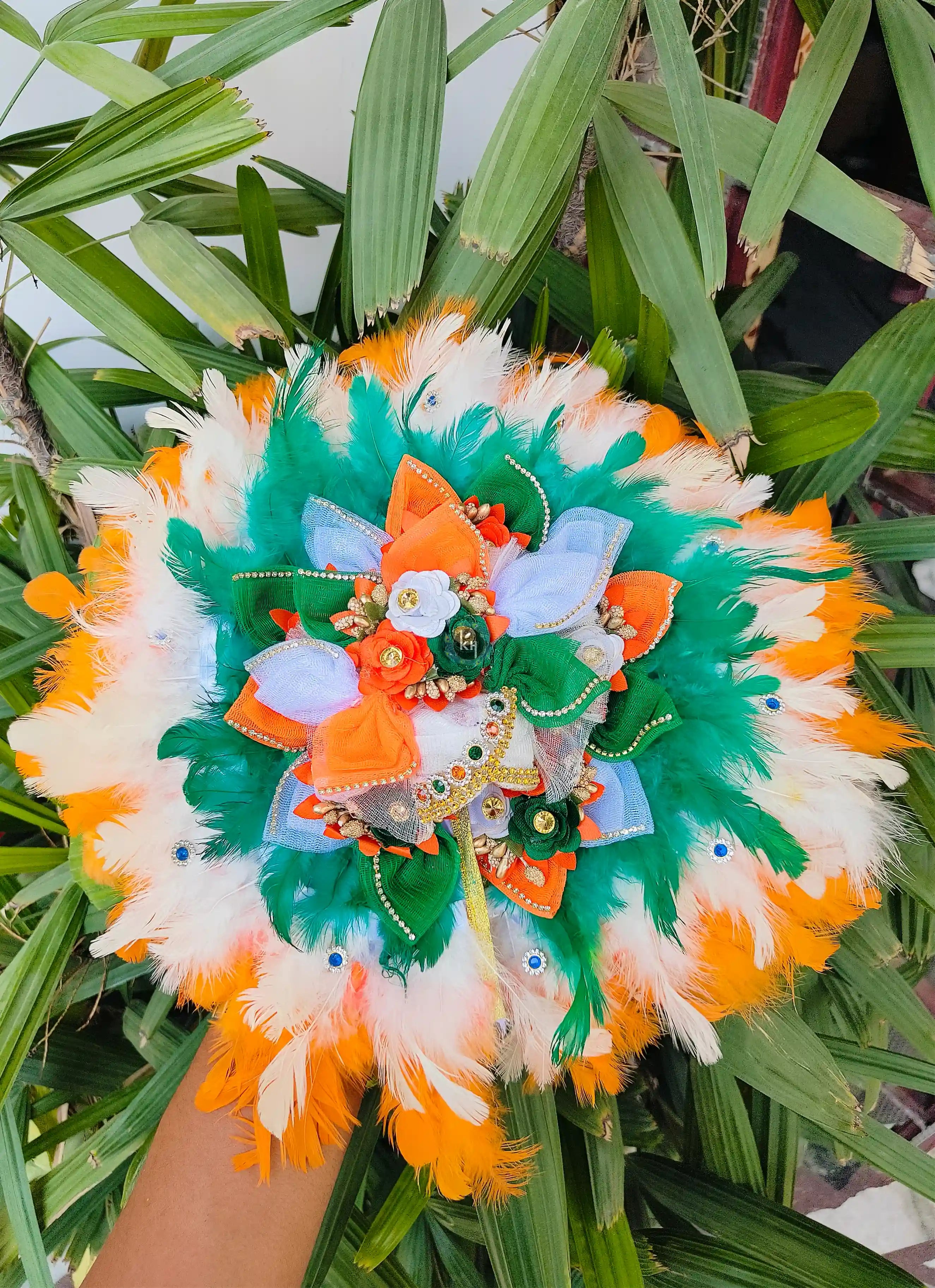Handmade Independence Day Special Tiranga Dress for Laddu Gopal Ji - Designer Pagdi & Choli, Perfect for Janmashtami & Festivals