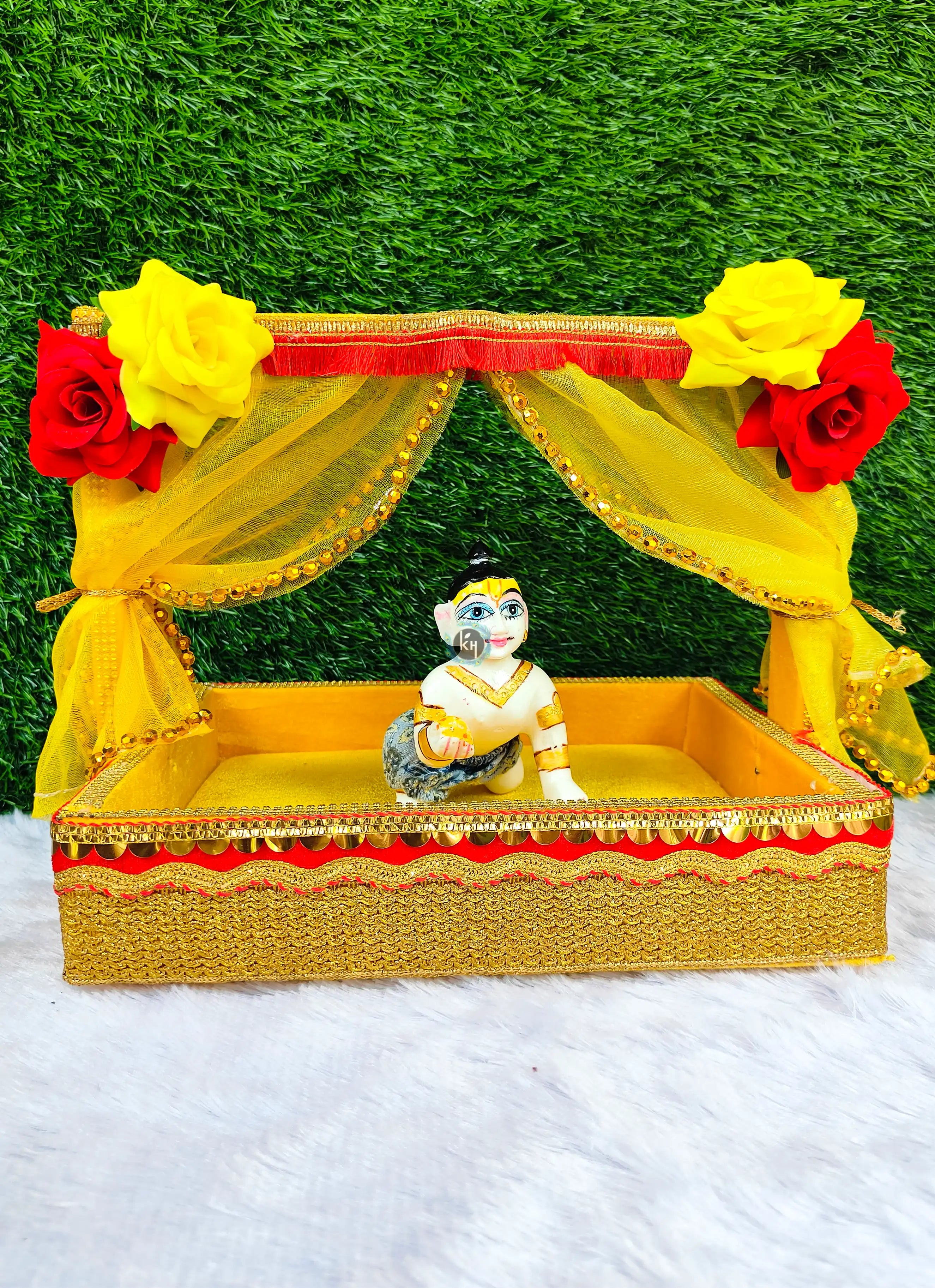 Flower heavy bed tokari for laddu gopal ji
