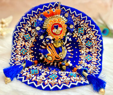 Handmade Luxe Blue Pearl Laddu Gopal Dress Set - 4 Piece Designer Poshak for Kanha Ji, Bal Gopal & Krishna Ji - Perfect for Janmashtami Festival