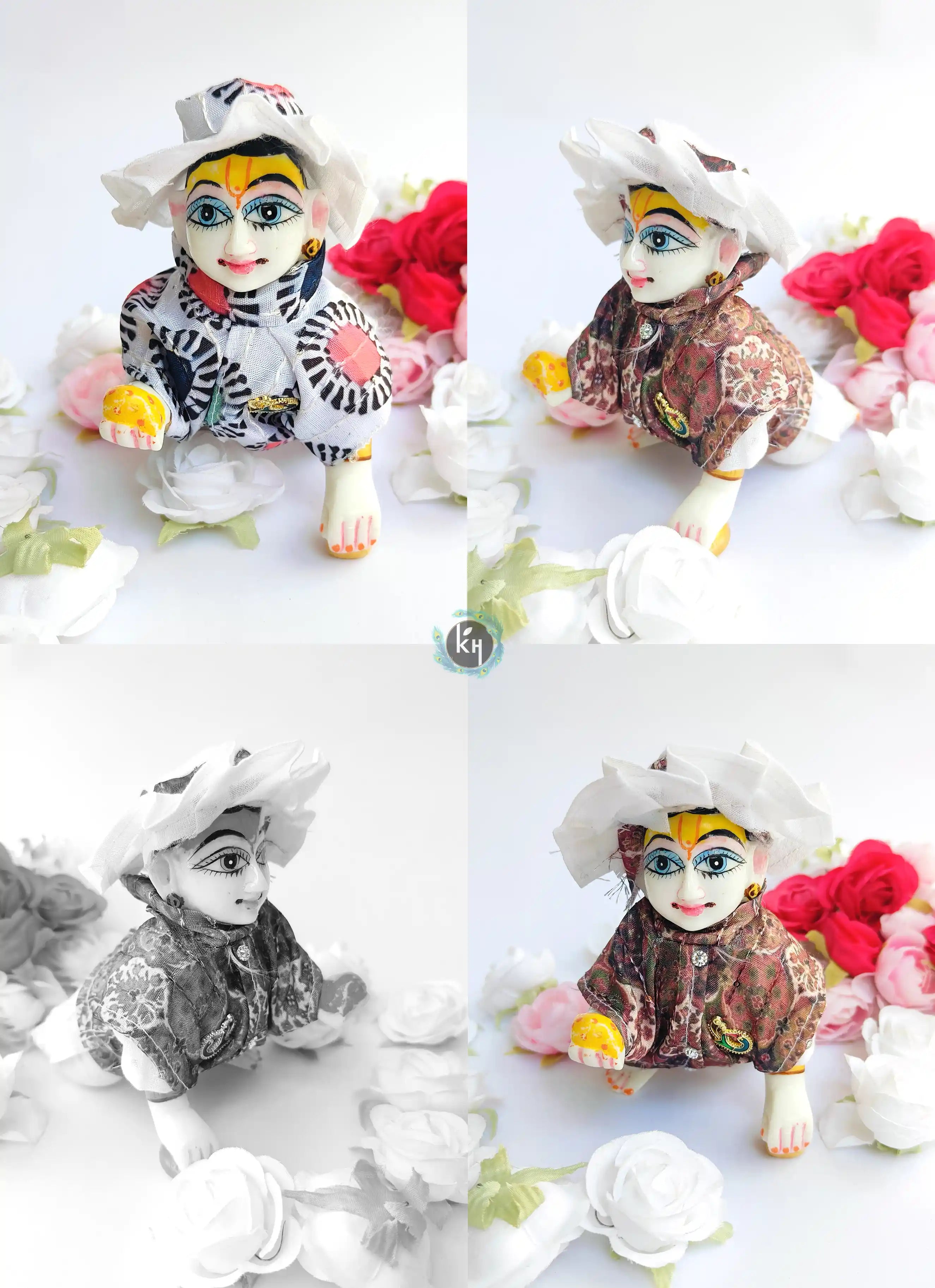 Handmade Laddu Gopal Dress Pack of 2 - Summer Modi Jacket Suit for Kanha Ji & Bal Gopal | Designer Fancy Poshak for Janmashtami Celebrations