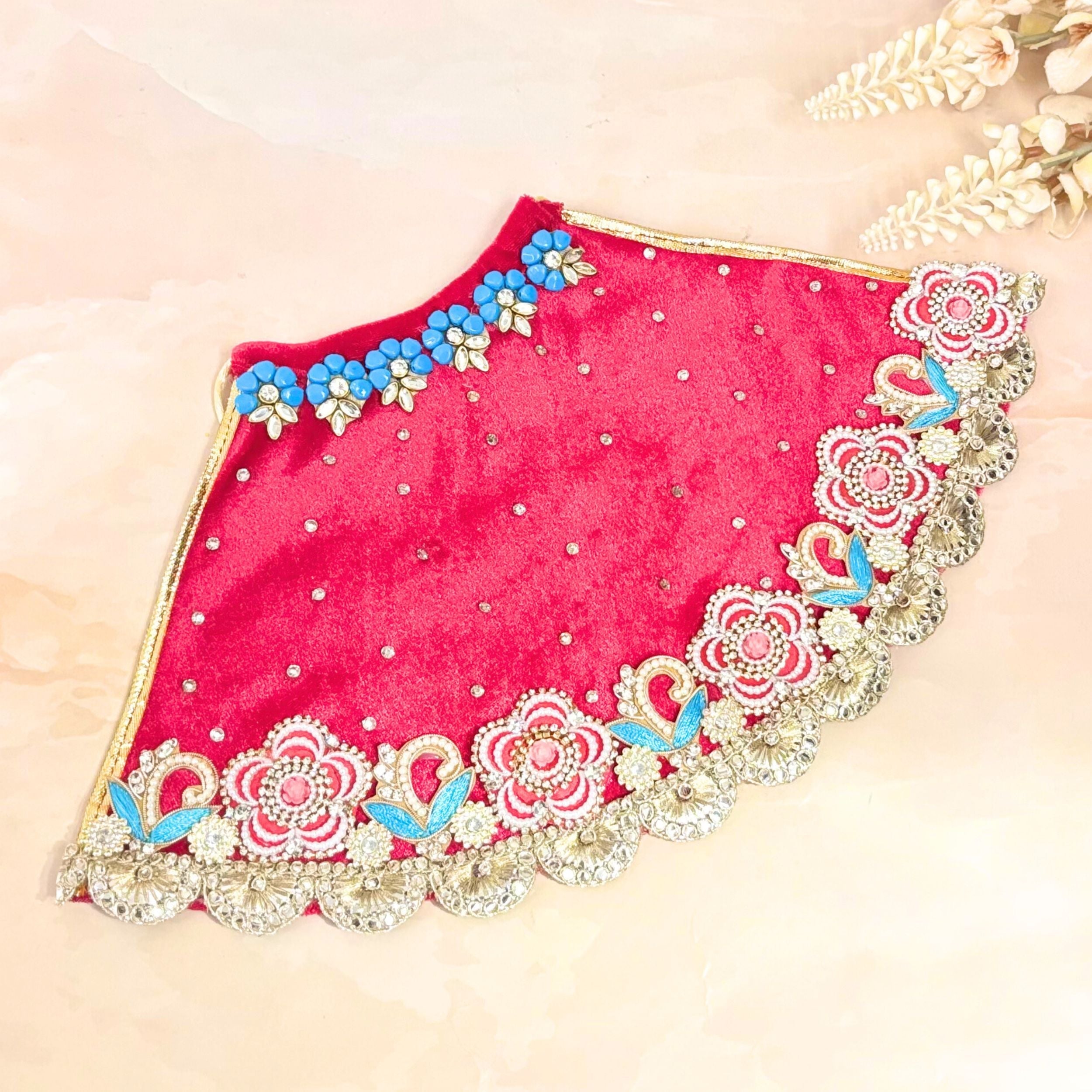Handmade Aarunyaa Velvet Laddu Gopal Dress - Designer Kanha Ji Poshak for Janmashtami | Fancy Bal Gopal & Krishna Ji Dress