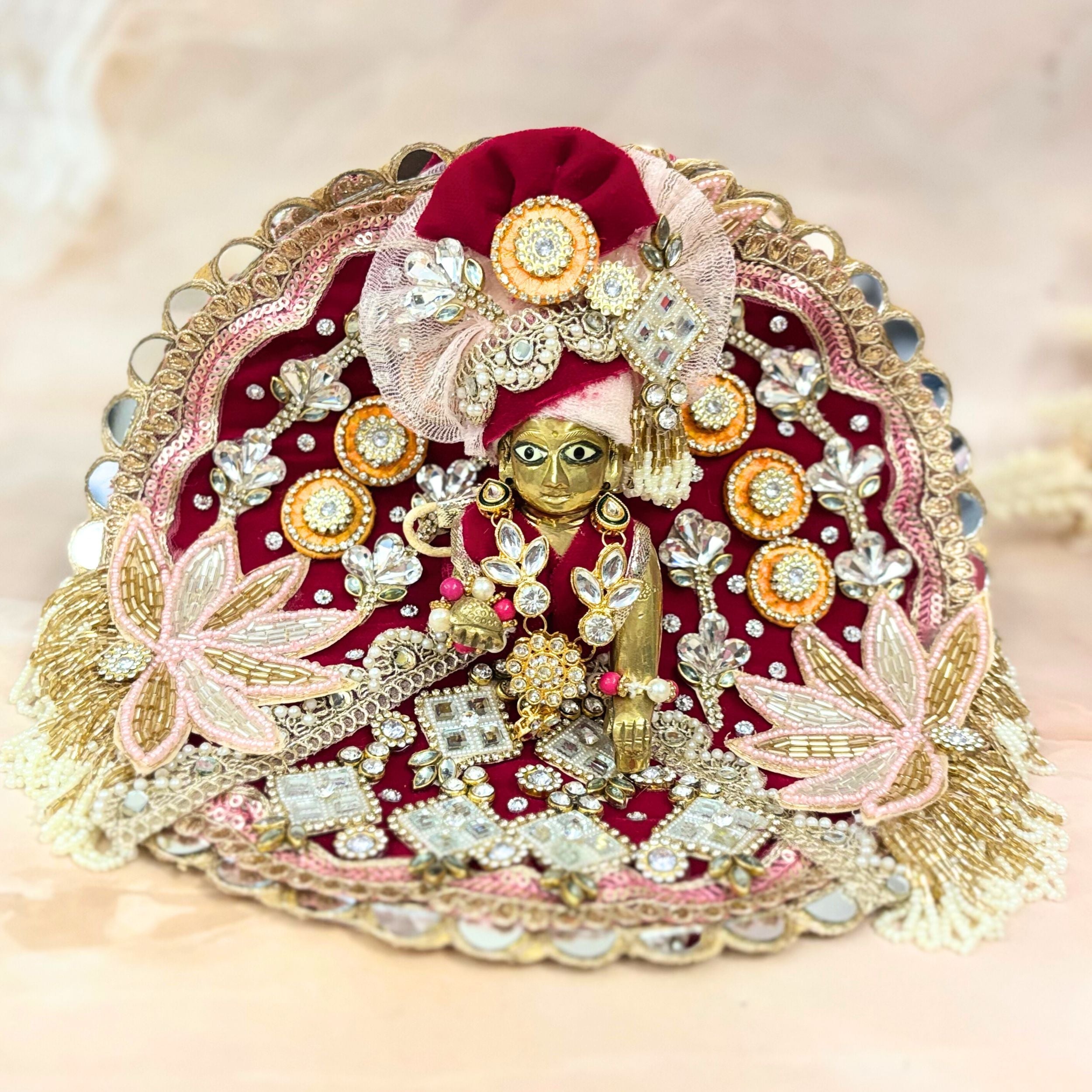 Handmade Rajyogini Laddu Gopal Dress - Designer Kanha Ji Poshak, Fancy Bal Gopal Dress for Janmashtami Celebrations