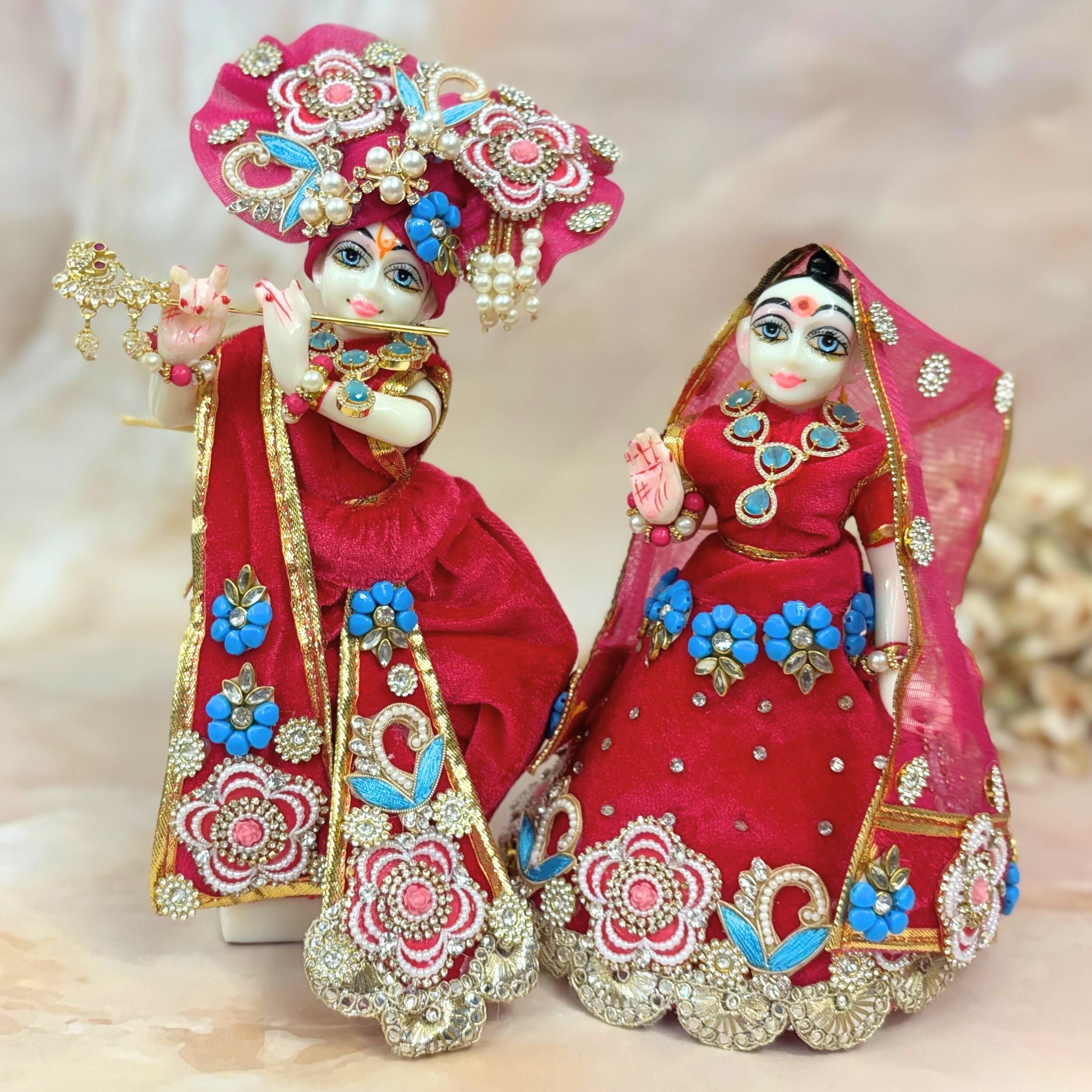 Handmade Yugalrag Radha Krishna Dress - Designer Laddu Gopal Poshak, Fancy Kanha Ji Dress for Janmashtami, Bal Gopal & Krishna Ji Celebrations