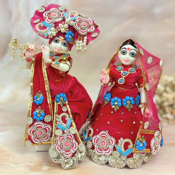Handmade Yugalrag Radha Krishna Dress - Designer Laddu Gopal Poshak, Fancy Kanha Ji Dress for Janmashtami, Bal Gopal & Krishna Ji Celebrations