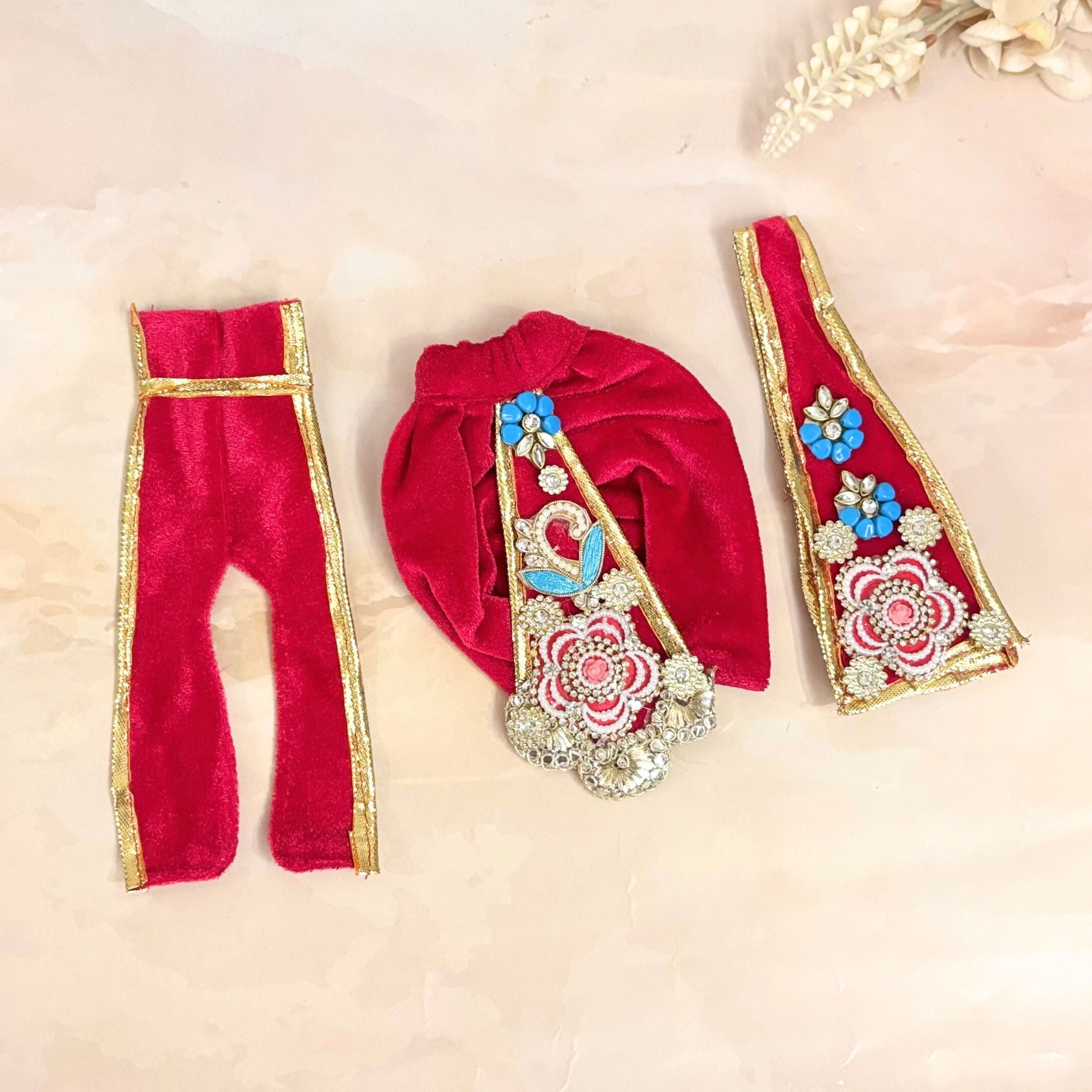 Handmade Yugalrag Radha Krishna Dress - Designer Laddu Gopal Poshak, Fancy Kanha Ji Dress for Janmashtami, Bal Gopal & Krishna Ji Celebrations