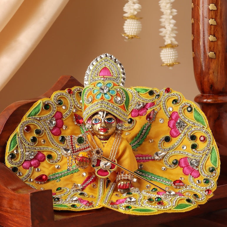 Handmade Yellow Laddu Gopal Dress - Designer Kanha Ji Poshak for Janmashtami | Fancy Bal Gopal Dress & Krishna Ji Outfit