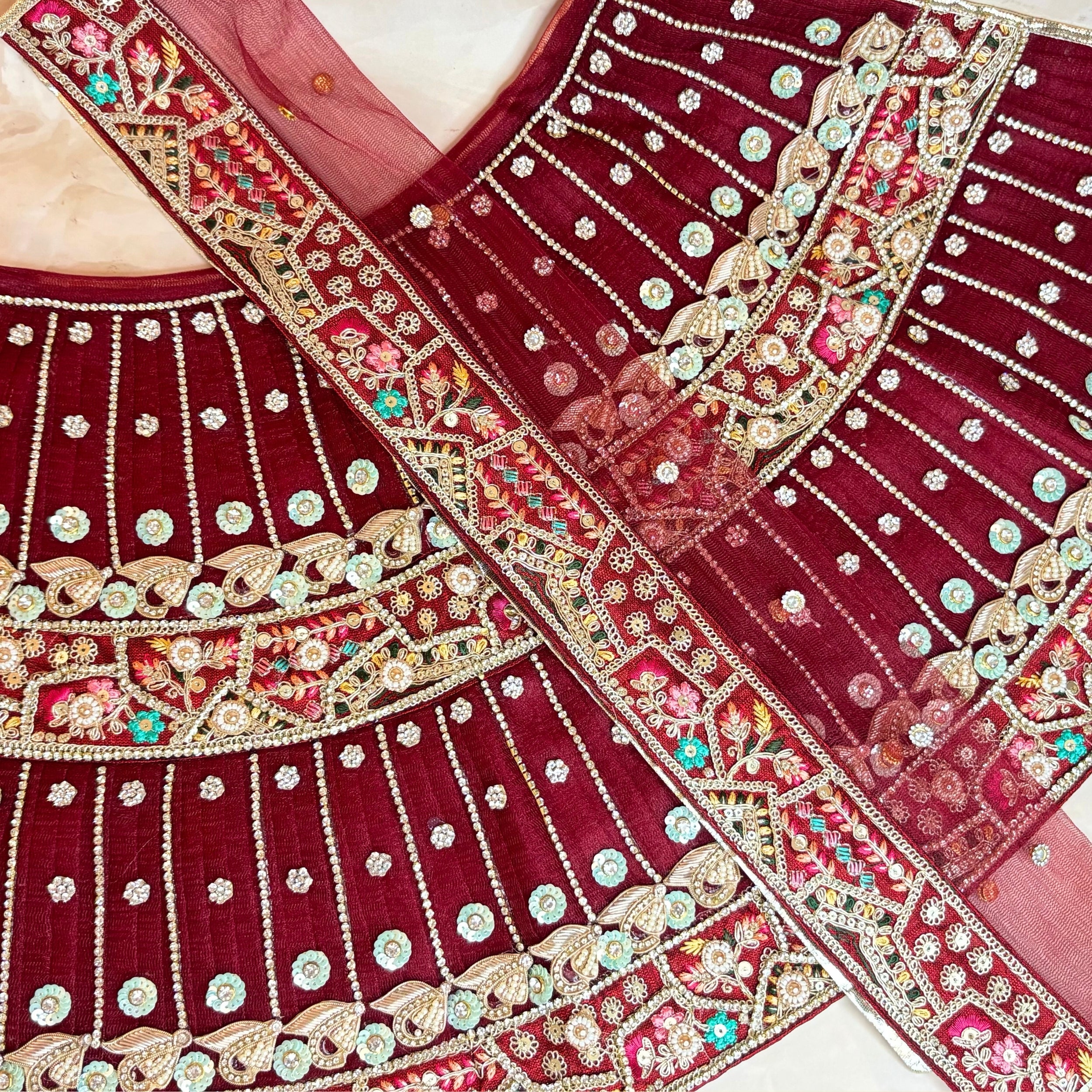 Handmade Luxe Mahagauri Durga Maa Dress - Designer Laddu Gopal Poshak, Fancy Kanha Ji Dress for Janmashtami, Bal Gopal & Krishna Ji Celebration