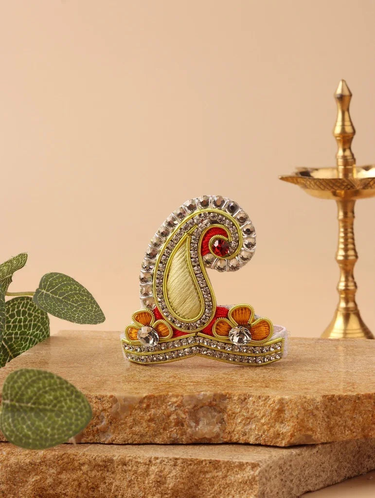 Handmade Madhur Leela Orange Laddu Gopal Dress - Designer Kanha Ji Poshak for Janmashtami, Fancy Bal Gopal Dress, Krishna Ji Outfit