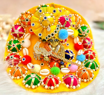 Handmade Yellow Mustard Laddu Gopal Dress - Designer Kanha Ji Poshak, Fancy Bal Gopal Outfit for Janmashtami Celebrations