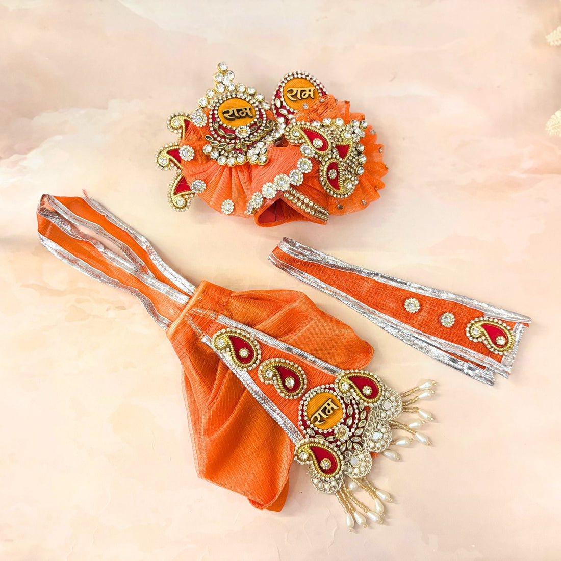 Handmade Ramratna Dhoti Set - Designer Laddu Gopal Dress & Kanha Ji Poshak for Janmashtami | Fancy Bal Gopal & Krishna Ji Dress