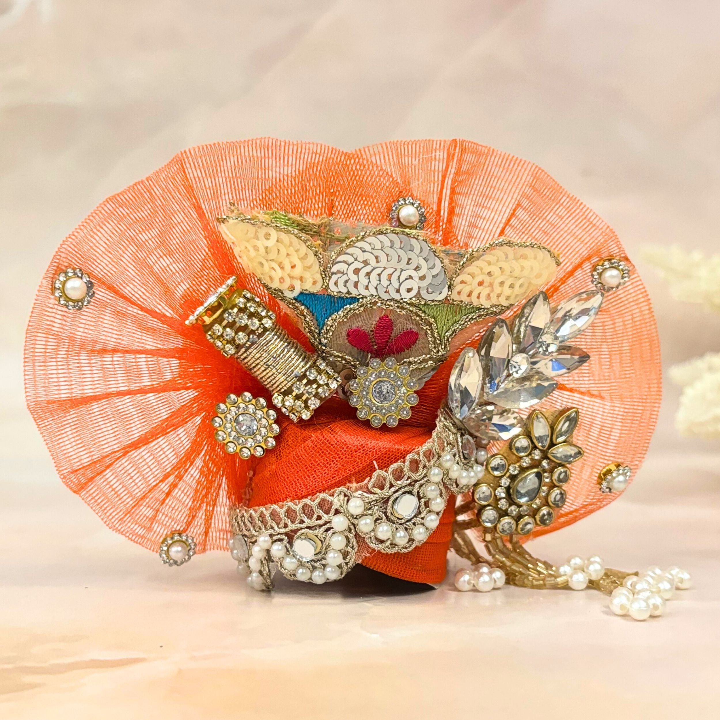 Handmade Kesarprabha Laddu Gopal Dress - Designer Kanha Ji Poshak for Janmashtami, Fancy Bal Gopal Dress, Krishna Ji Dress