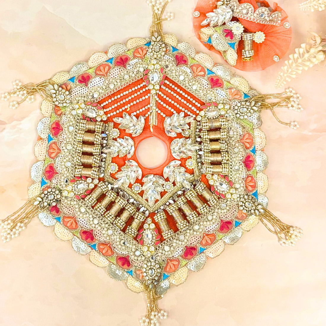 Handmade Kesarprabha Laddu Gopal Dress - Designer Kanha Ji Poshak for Janmashtami, Fancy Bal Gopal Dress, Krishna Ji Dress