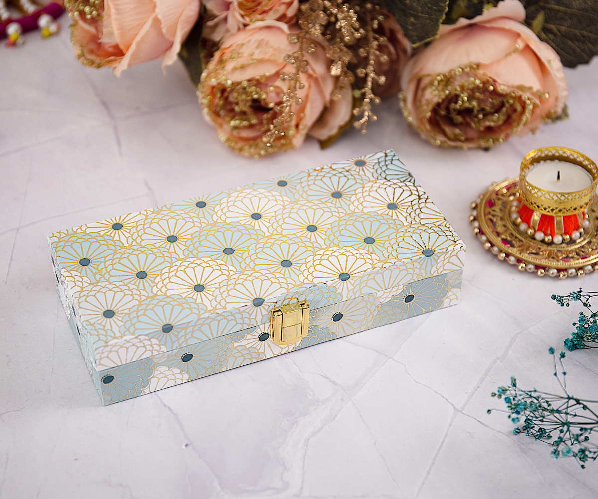 Handmade Pastel Blue Aesthetic Cash Box for Laddu Gopal Dress, Kanha Ji Poshak, Bal Gopal Dress - Perfect for Janmashtami Festival