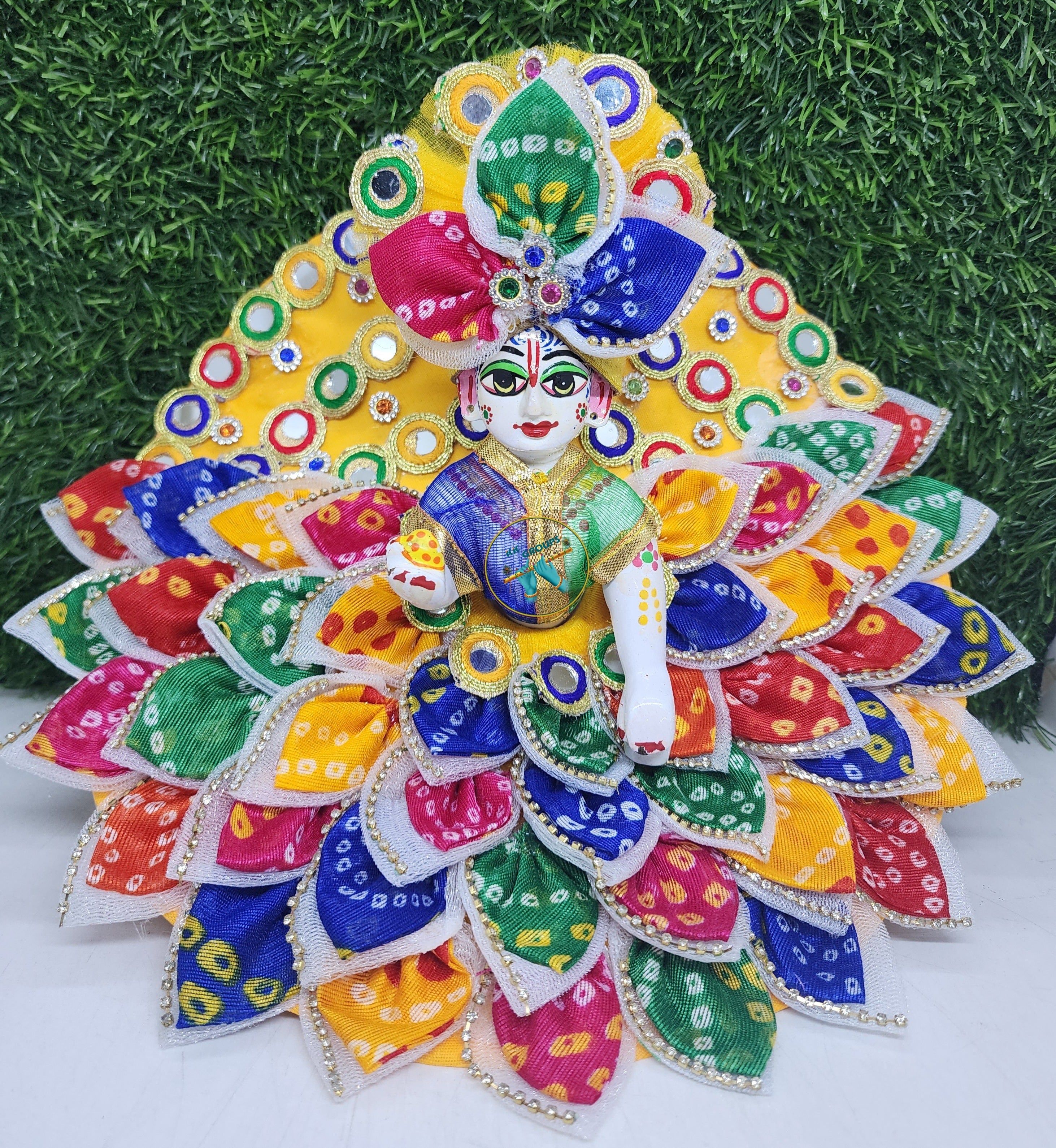 Designer Navratra Special Multi Bandhej Dress for Laddu Gopal Ji | Fancy Kanha Ji Poshak | Perfect for Janmashtami, Holi & Diwali (Size 0-6)