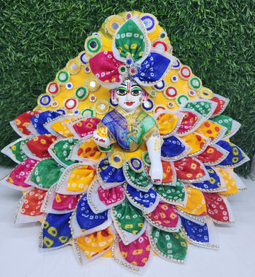 Designer Navratra Special Multi Bandhej Dress for Laddu Gopal Ji | Fancy Kanha Ji Poshak | Perfect for Janmashtami, Holi & Diwali (Size 0-6)