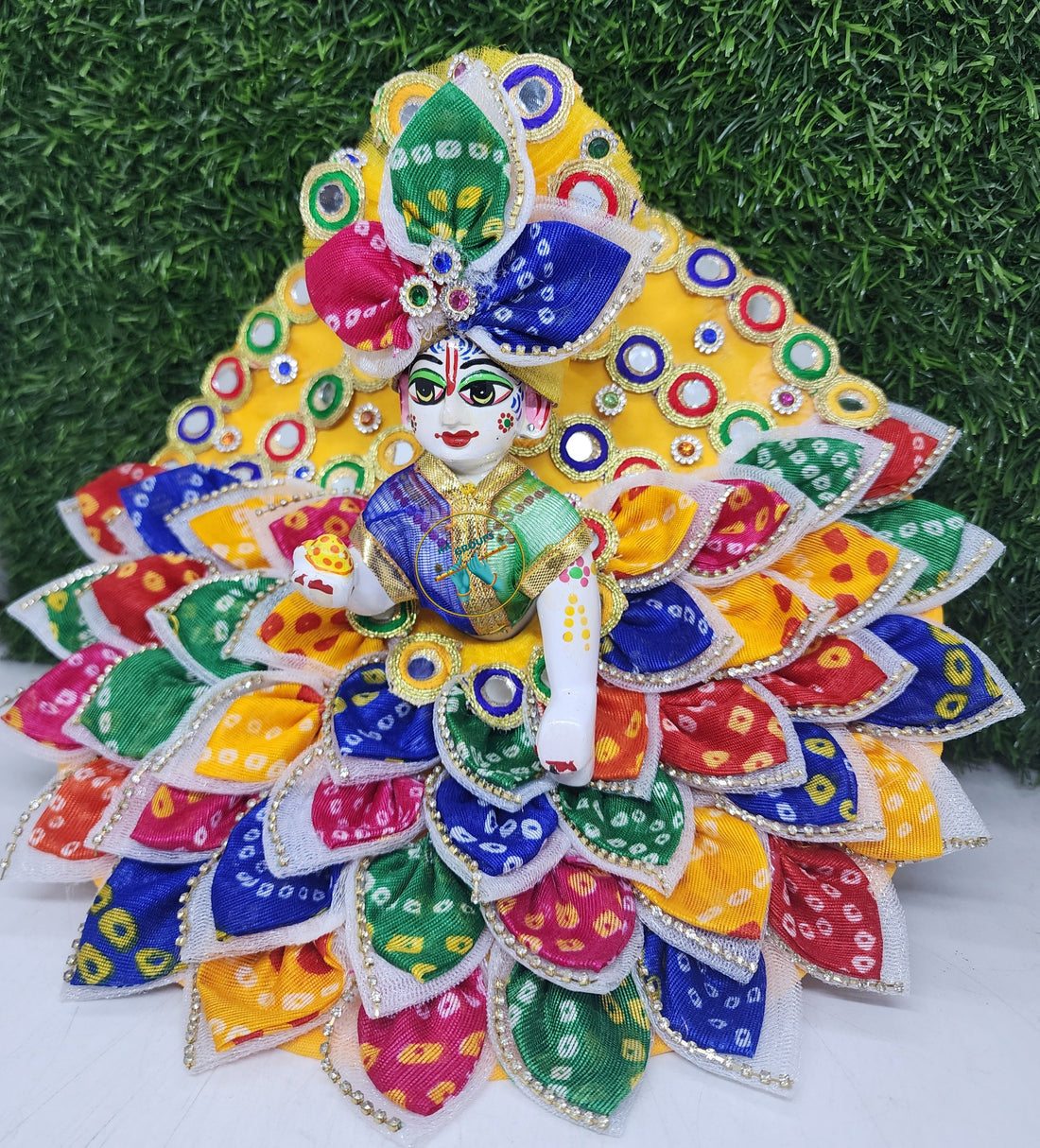 Designer Navratra Special Multi Bandhej Dress for Laddu Gopal Ji | Fancy Kanha Ji Poshak | Perfect for Janmashtami, Holi & Diwali (Size 0-6)