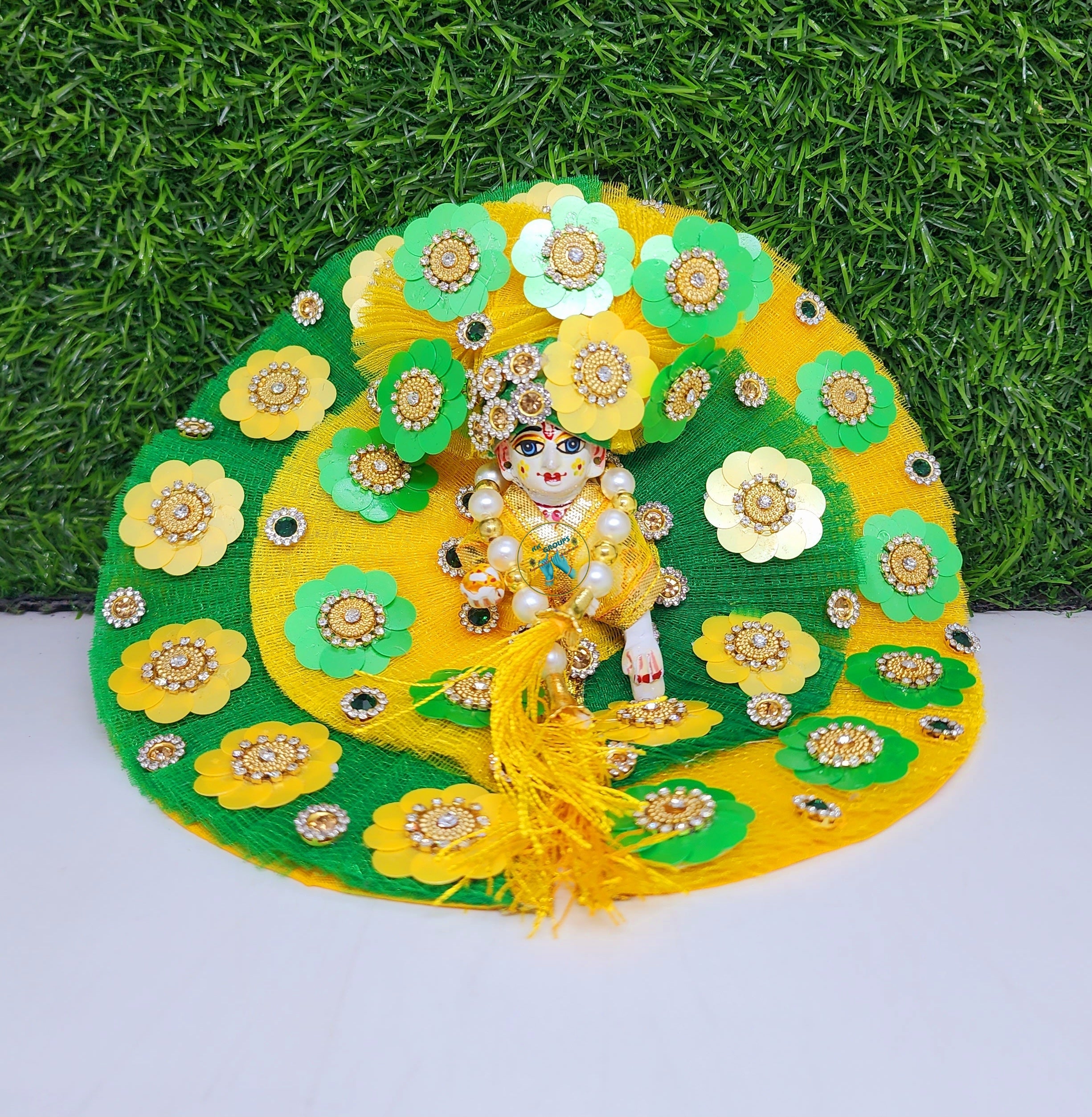 Designer Laddu Gopal Dress with Pagdi for Janmashtami & Holi | Fancy Kanha Ji Poshak | Bal Gopal Dress (Size 0-6) - Unique & Comfortable