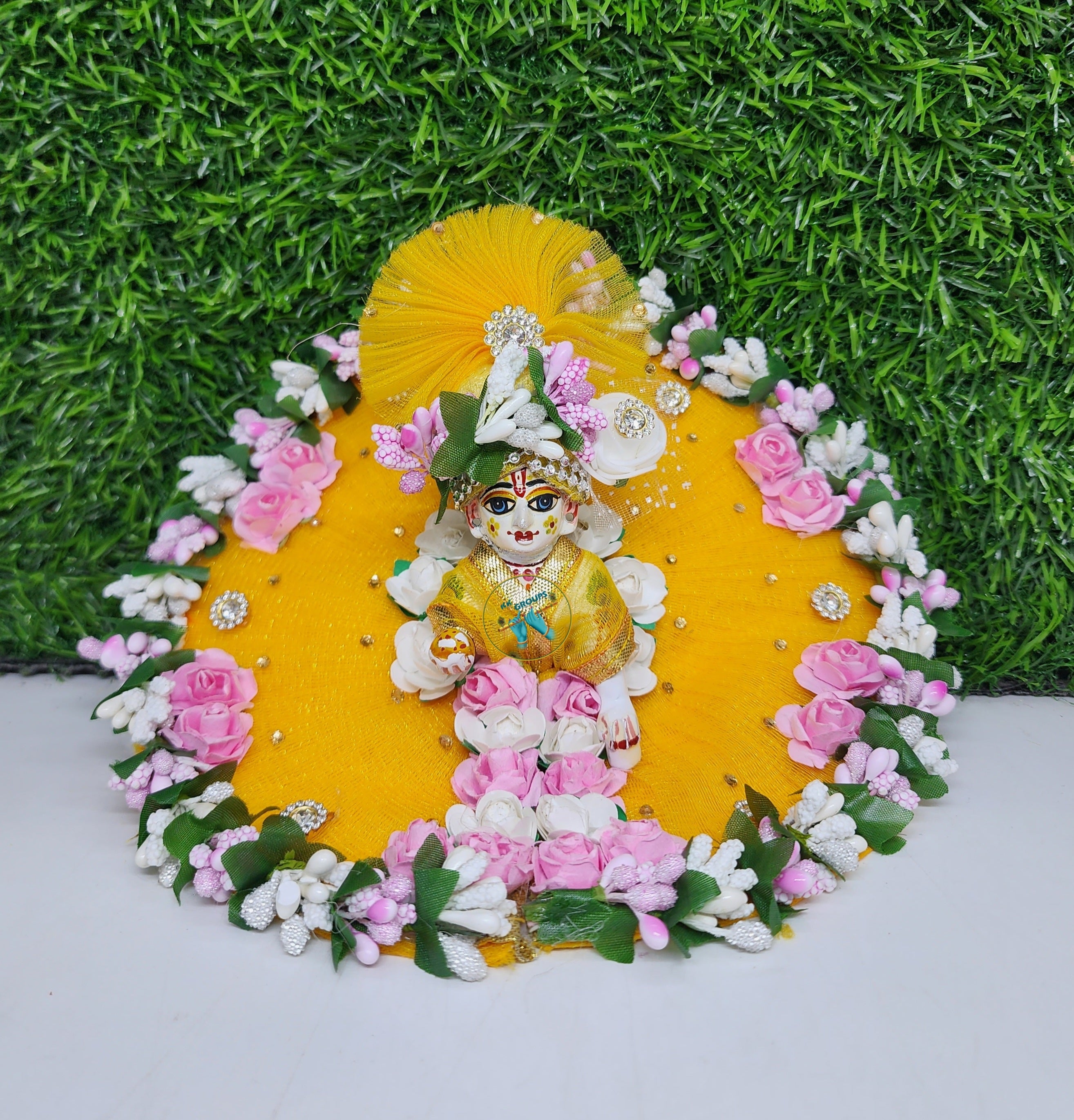 Designer Yellow Laddu Gopal Poshak for Kanha Ji | Fancy Bal Gopal Dress | Perfect for Janmashtami, Diwali & Festivals | Size 0-6