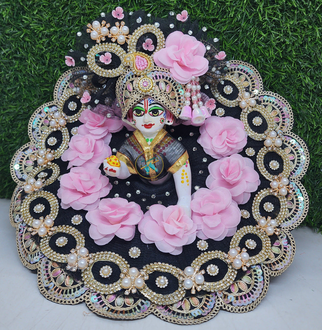 Designer Black Laddu Gopal Dress for Kanha Ji | Fancy Bal Gopal Poshak | Perfect for Janmashtami, Diwali & Festivals | Size 0-6