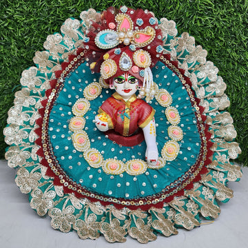 Designer Green Mehron Heavy Lace Dress for Laddu Gopal Ji | Fancy Kanha Ji Poshak | Perfect for Janmashtami & Festivals | Size 0-6