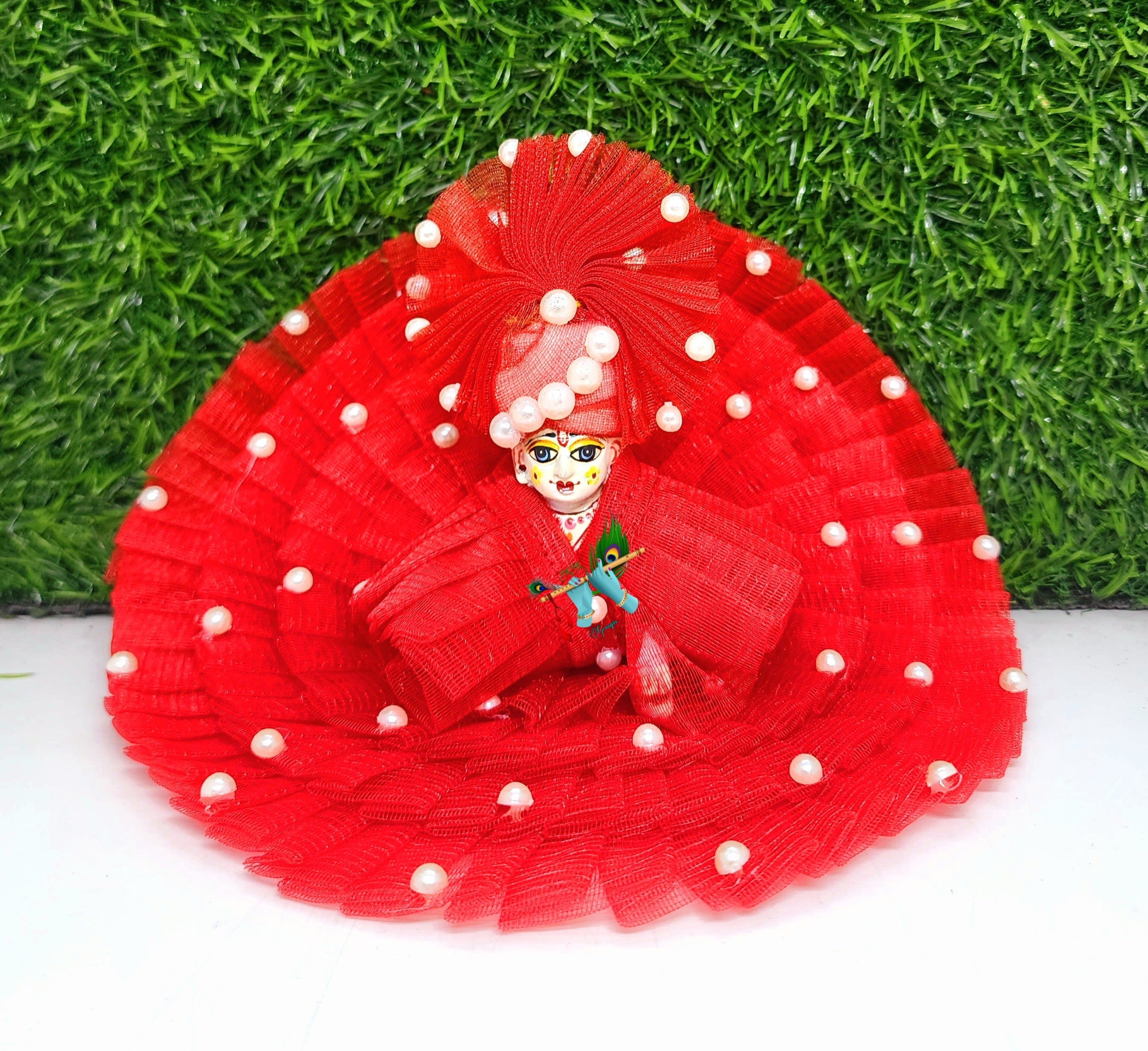 Designer Laddu Gopal Dress with Pagdi - Fancy Kanha Ji Poshak for Janmashtami, Diwali & Holi | Comfortable Fabric, Sizes 0-6