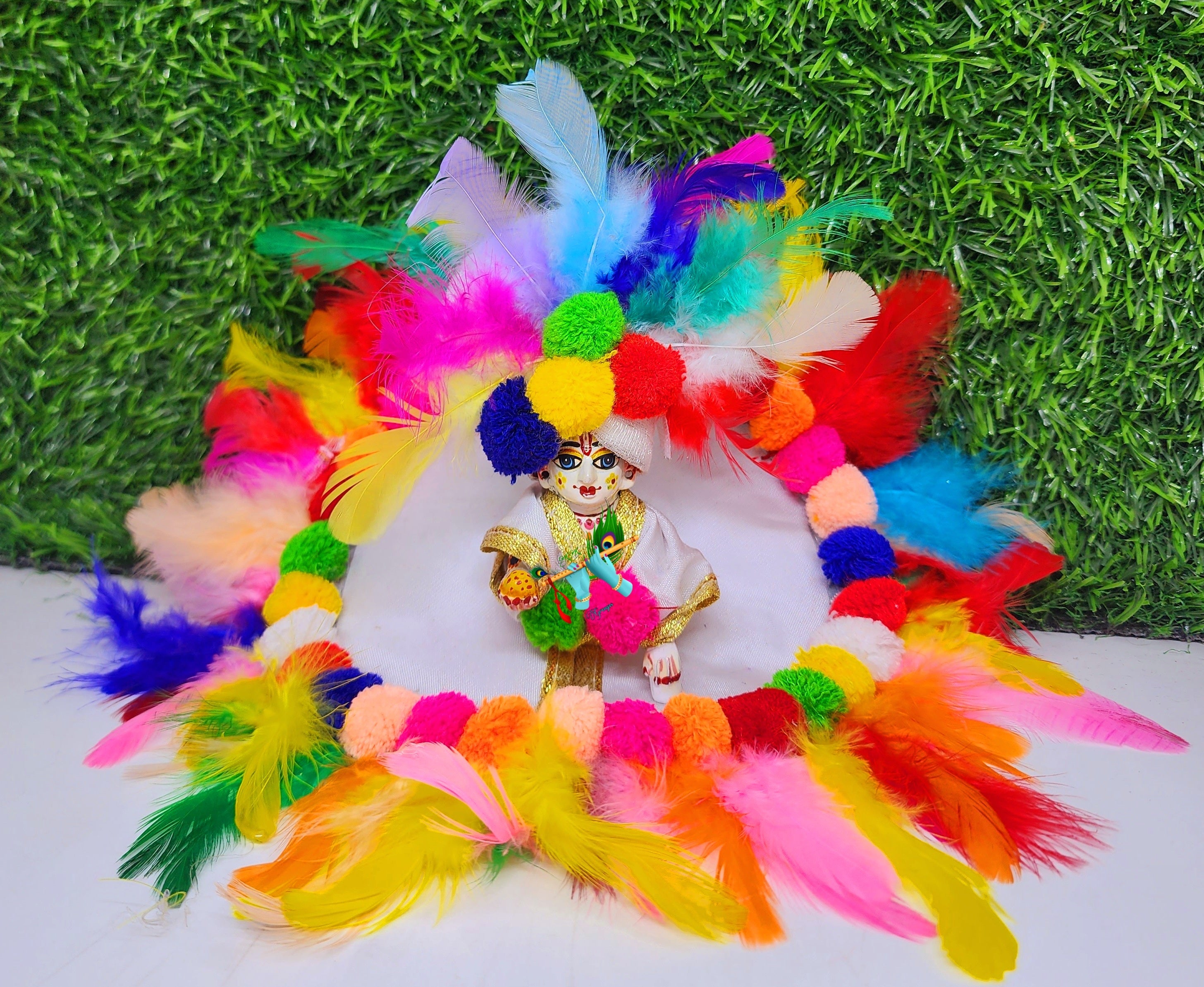 Designer Laddu Gopal Dress with Pagdi | Fancy Kanha Ji Poshak for Janmashtami, Diwali & Holi | Comfortable Fabric, Size 0-6