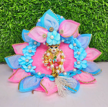 Designer Laddu Gopal Dress - Beautiful Heavy Flower Poshak with Pagdi & Patka for Kanha Ji | Fancy Bal Gopal Dress for Janmashtami & Festivals (Size 0-6)
