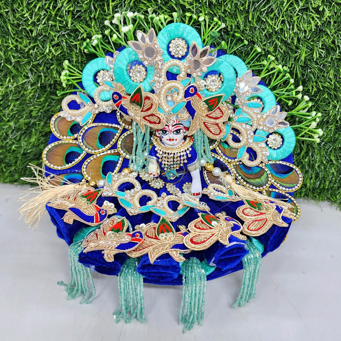 Elegant Handmade Blue Laddu Gopal Dress | Designer Kanha Ji Poshak for Festivals | Size 0-6 | Perfect for Janmashtami, Diwali & Holi